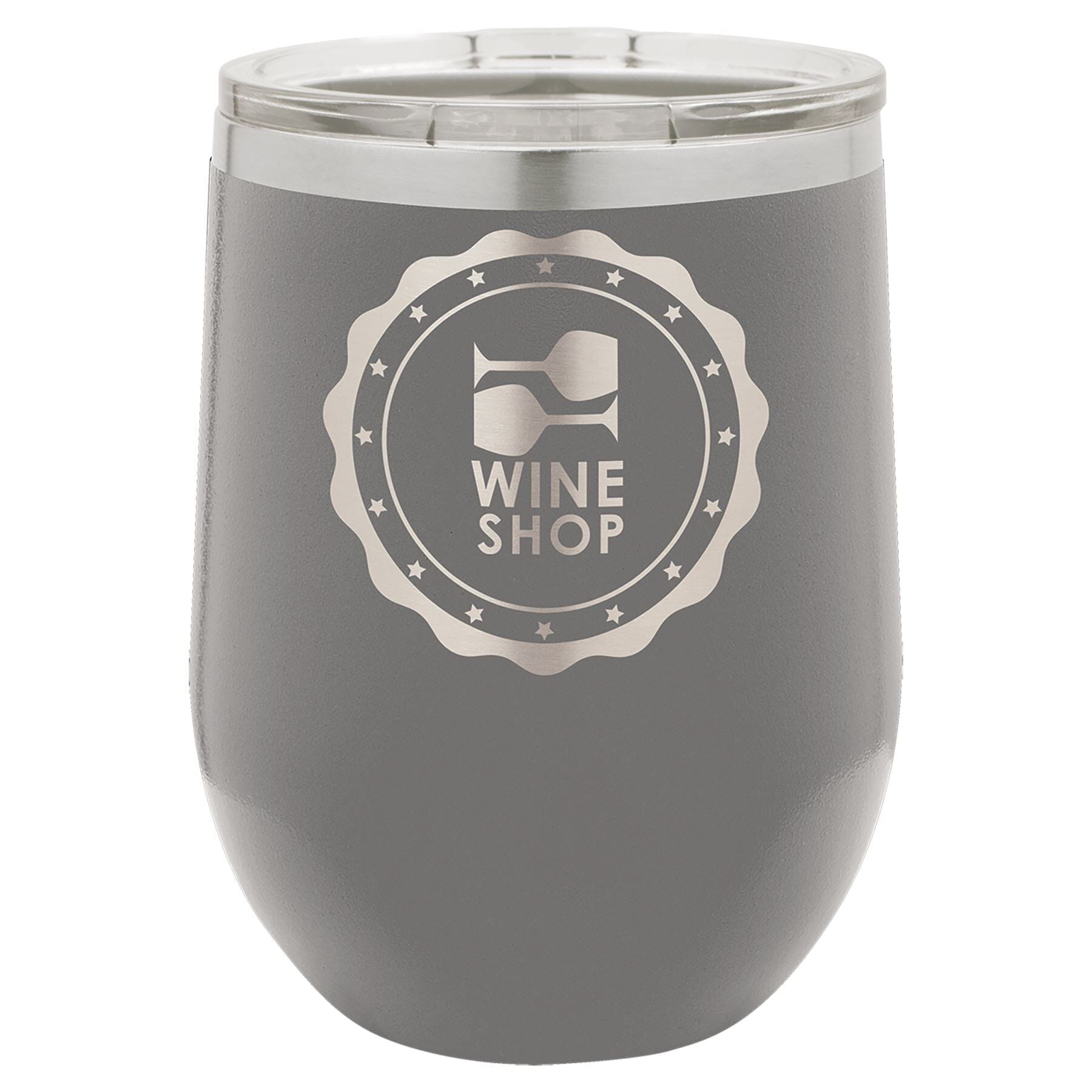 12 oz. Stemless Stainless Steel Wine Tumbler Signature Cutouts Dark Gray 