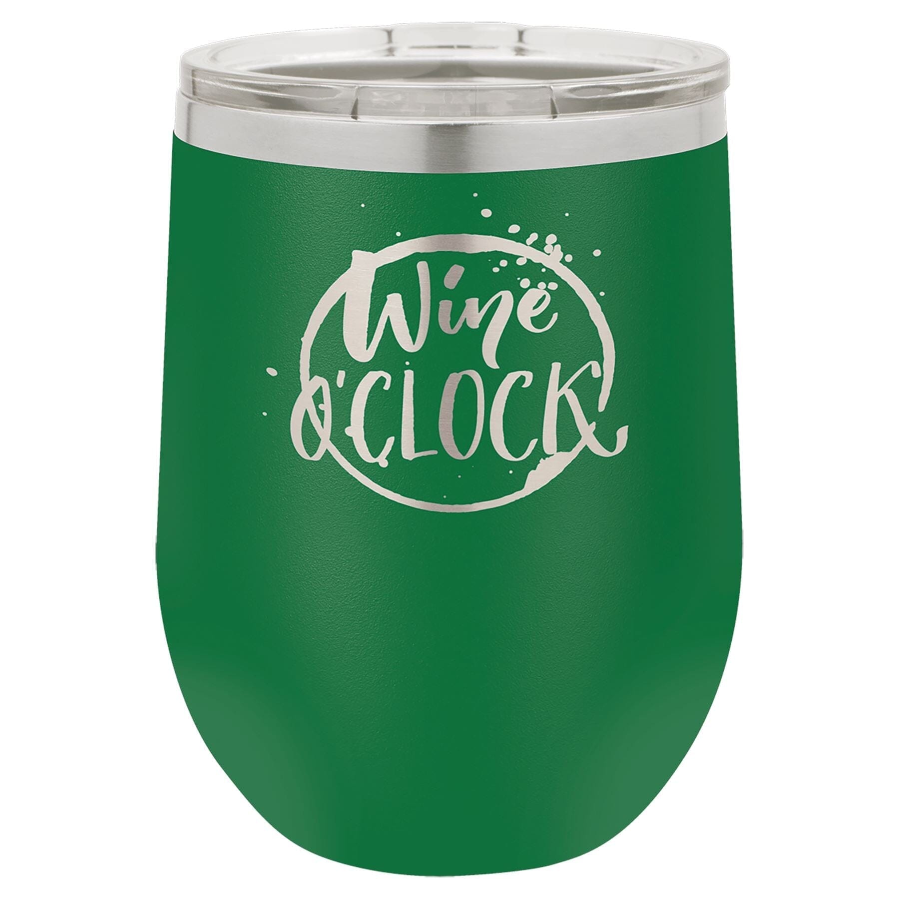 12 oz. Stemless Stainless Steel Wine Tumbler Signature Cutouts Green 