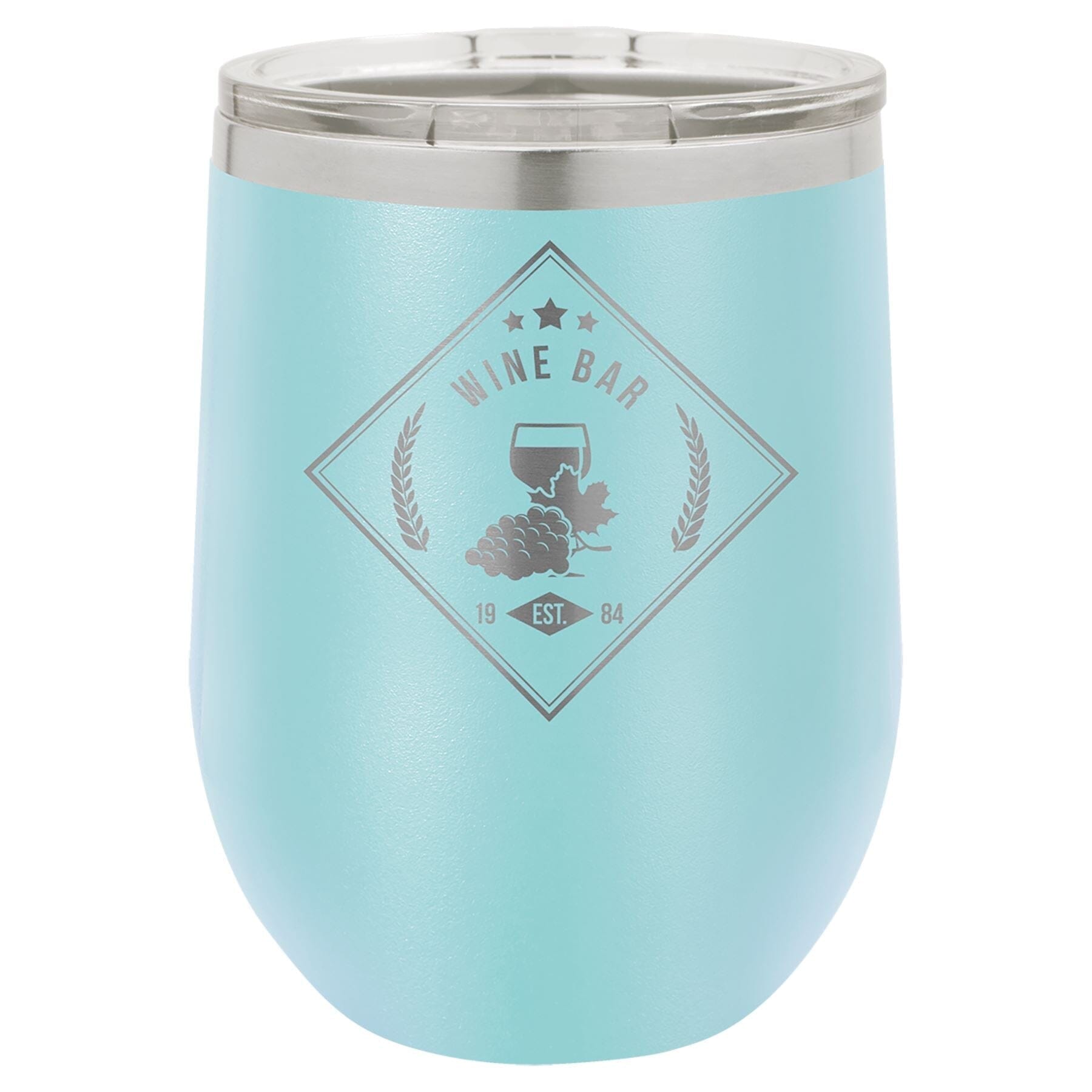 12 oz. Stemless Stainless Steel Wine Tumbler Signature Cutouts Light Blue 