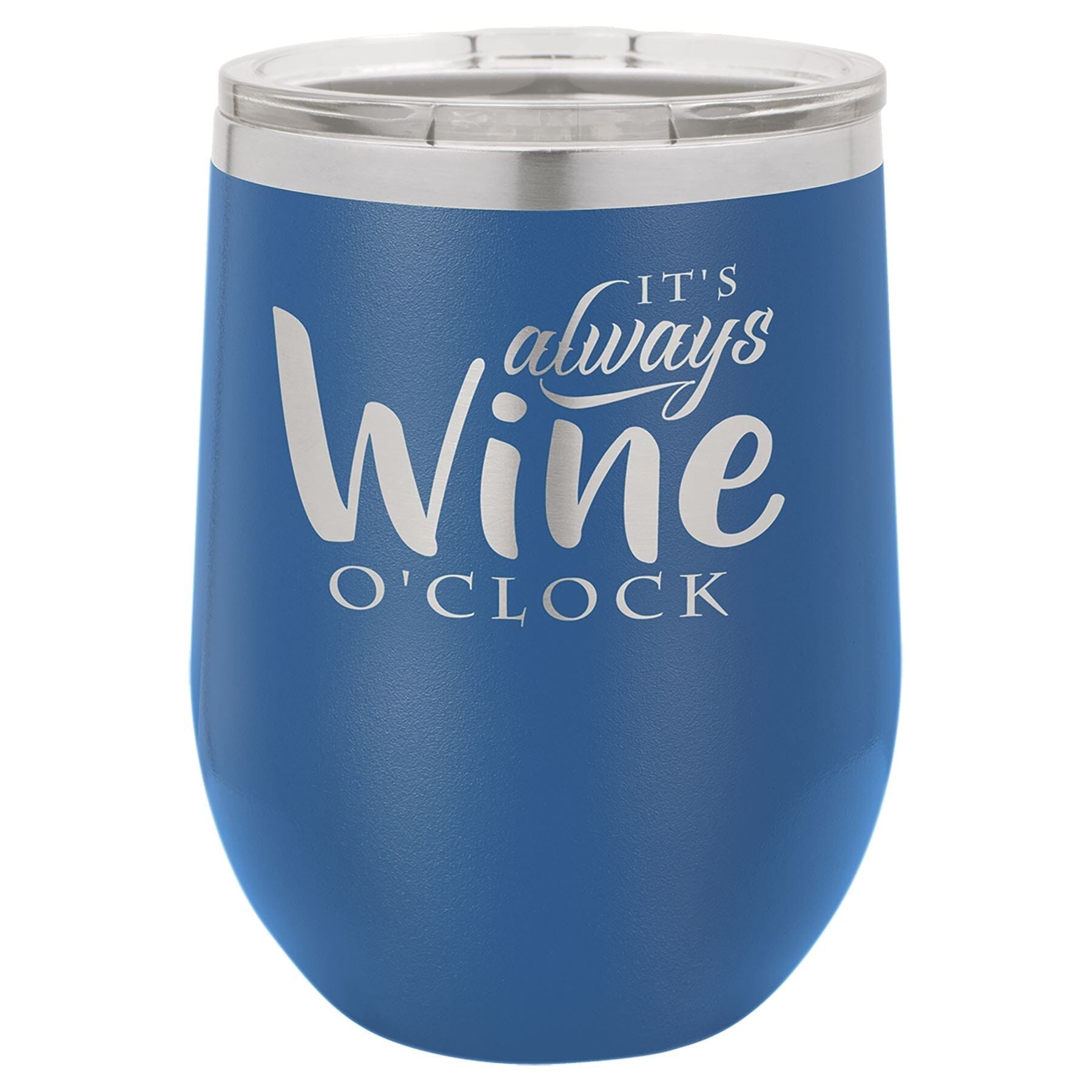 12 oz. Stemless Stainless Steel Wine Tumbler Signature Cutouts Royal Blue 