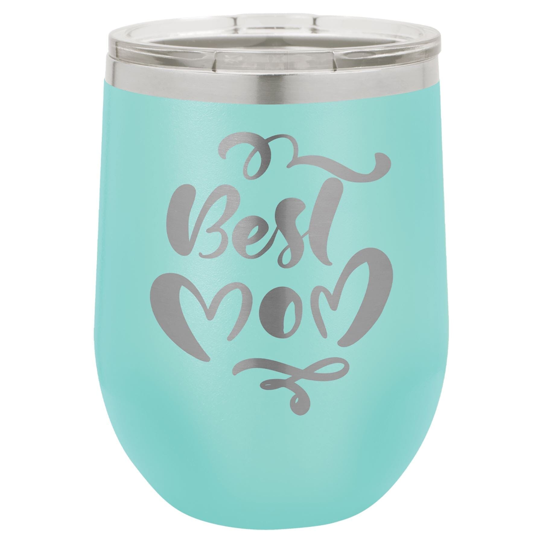 12 oz. Stemless Stainless Steel Wine Tumbler Signature Cutouts Teal 