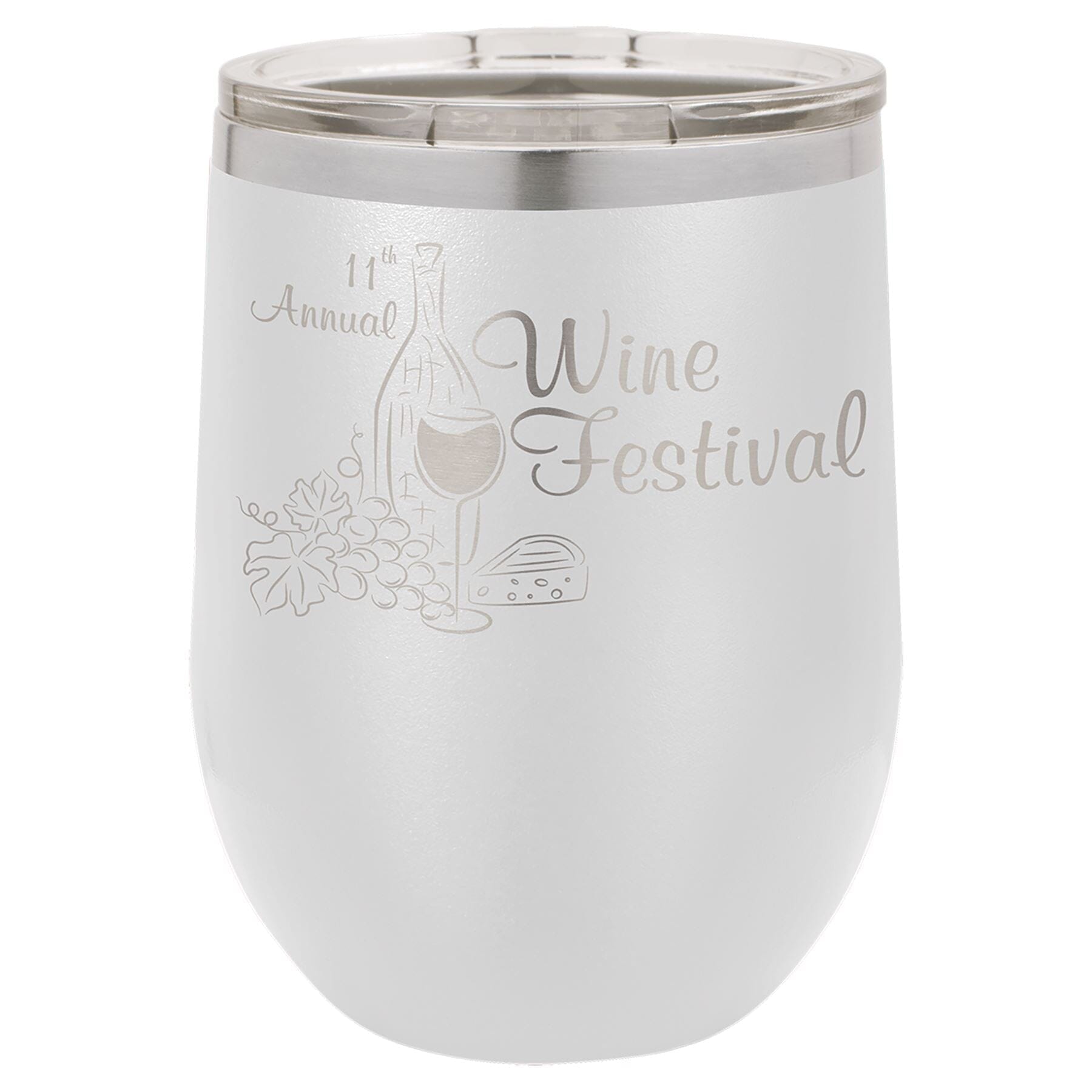 12 oz. Stemless Stainless Steel Wine Tumbler Signature Cutouts White 