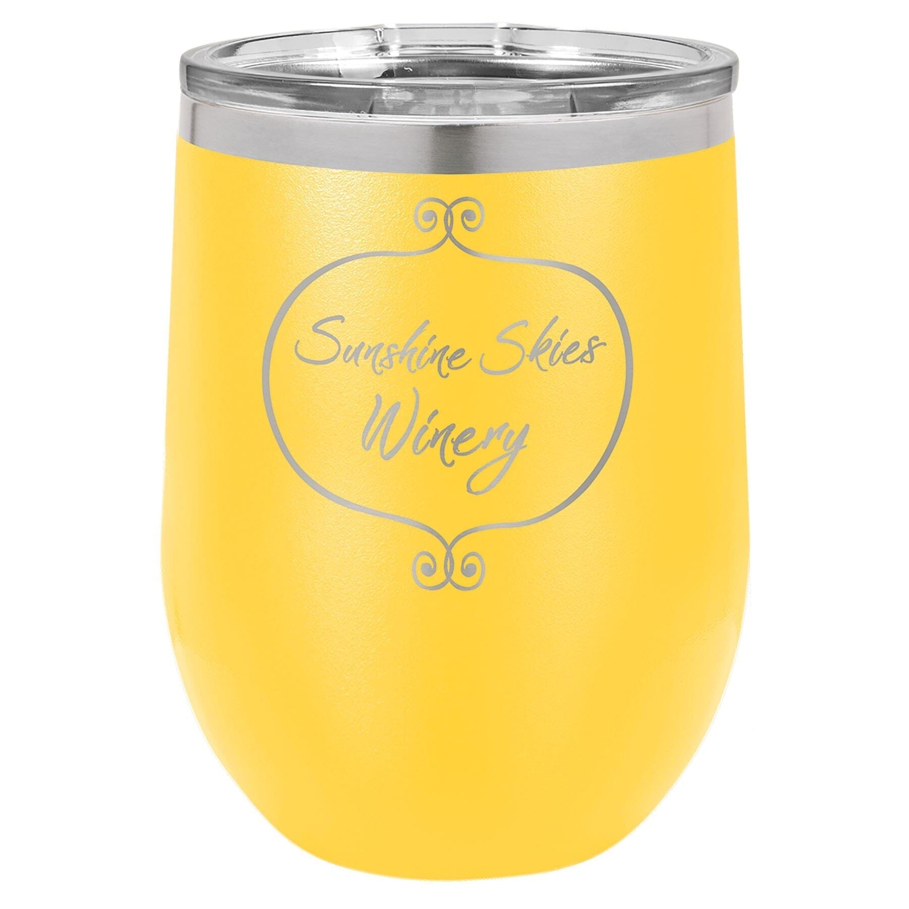 12 oz. Stemless Stainless Steel Wine Tumbler Signature Cutouts Yellow 