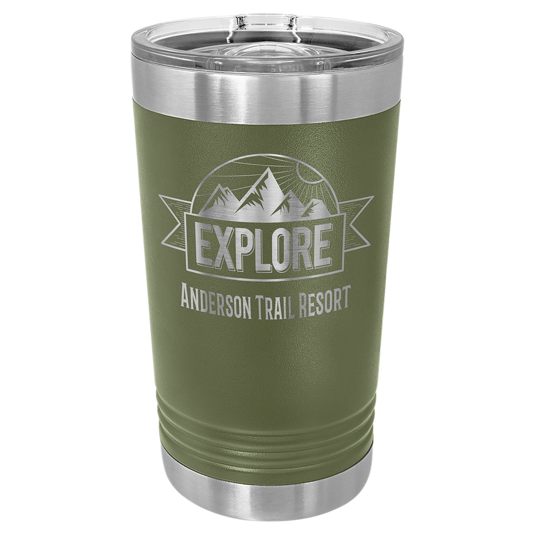16 oz. Stainless Steel Pint Tumbler Signature Cutouts Olive Green 