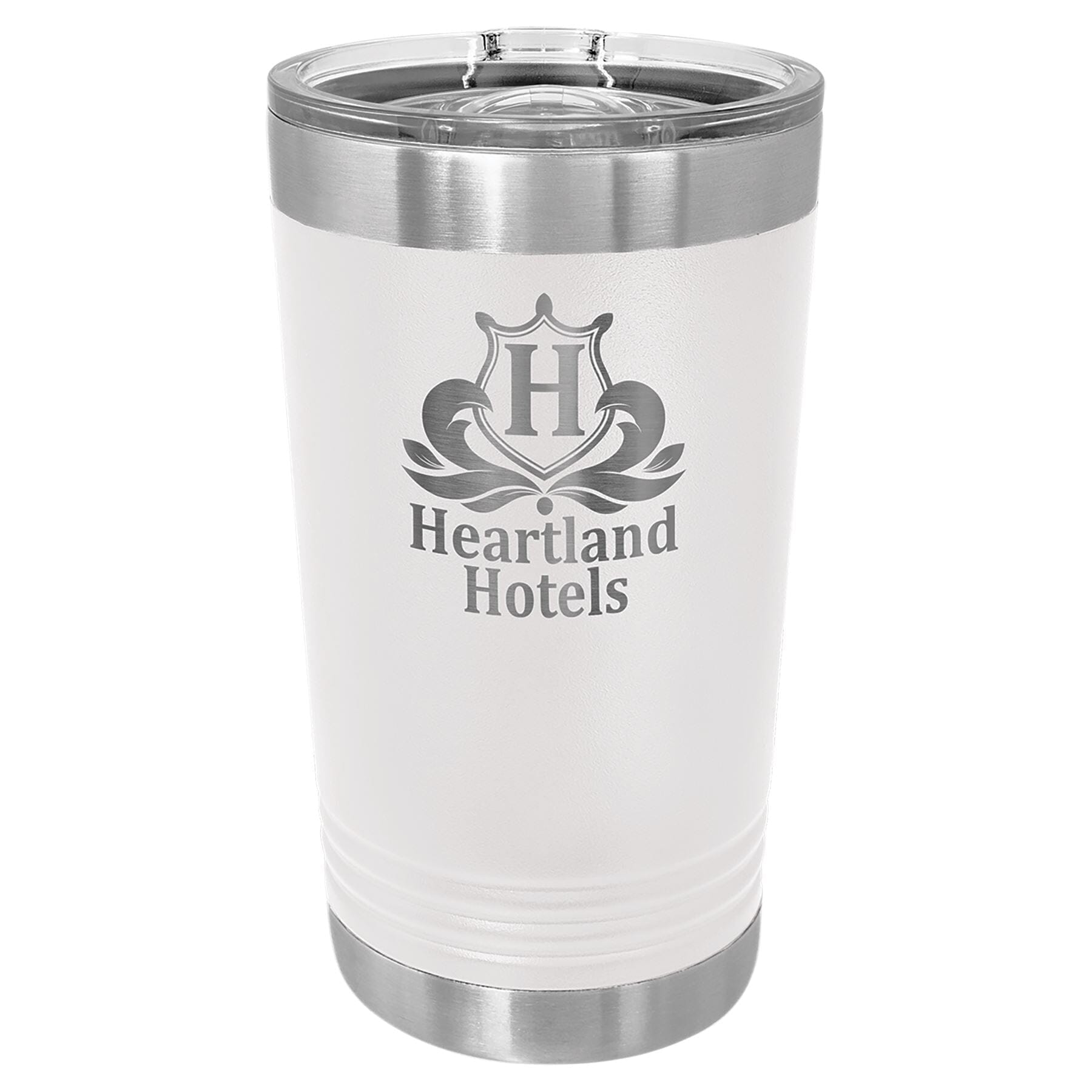 16 oz. Stainless Steel Pint Tumbler Signature Cutouts White 