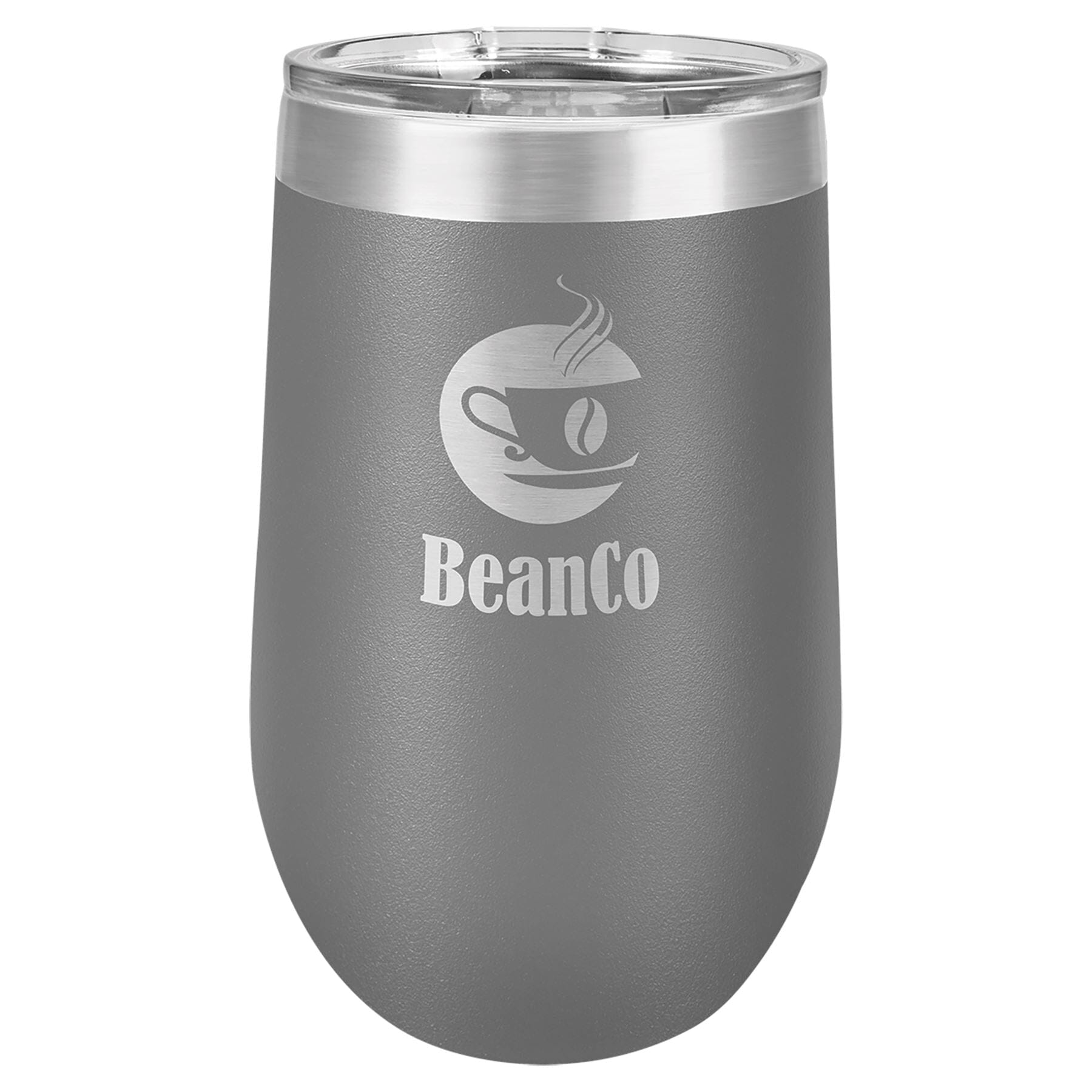 16 oz. Stemless Stainless Steel Wine Tumbler Signature Cutouts Dark Gray 