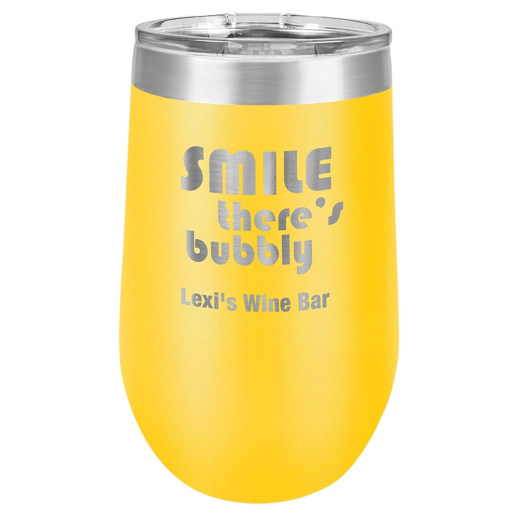 16 oz. Stemless Stainless Steel Wine Tumbler Signature Cutouts Yellow 
