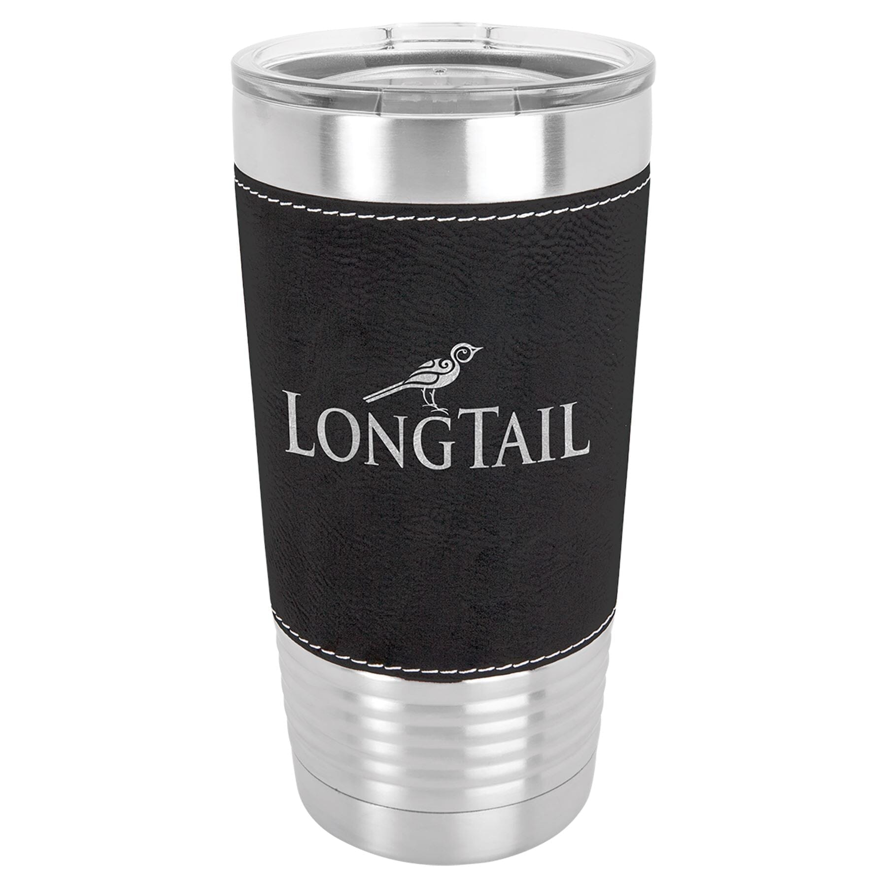 20 oz Laserable Leatherette Travel Tumbler Signature Cutouts Black/Silver 