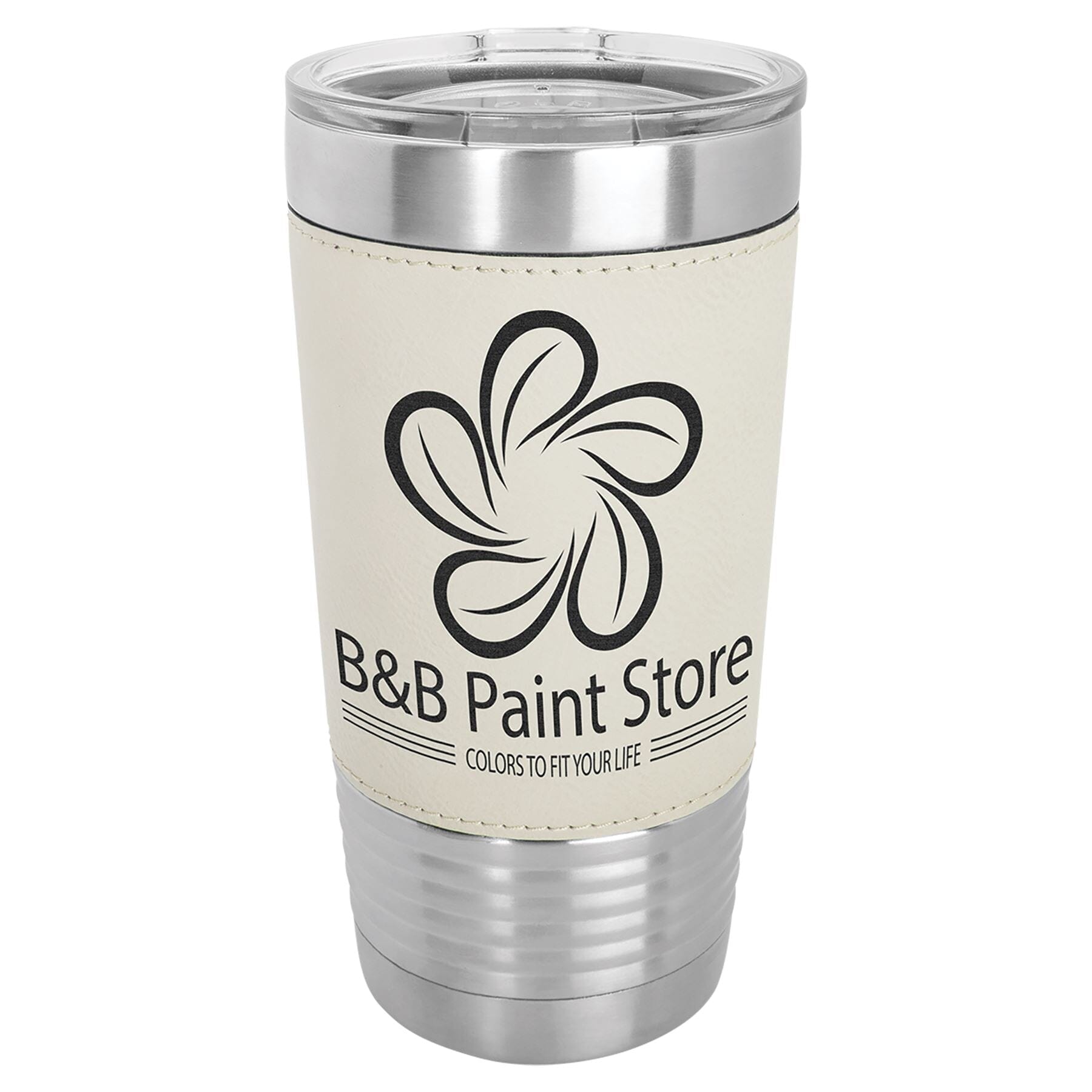 20 oz Laserable Leatherette Travel Tumbler Signature Cutouts White 