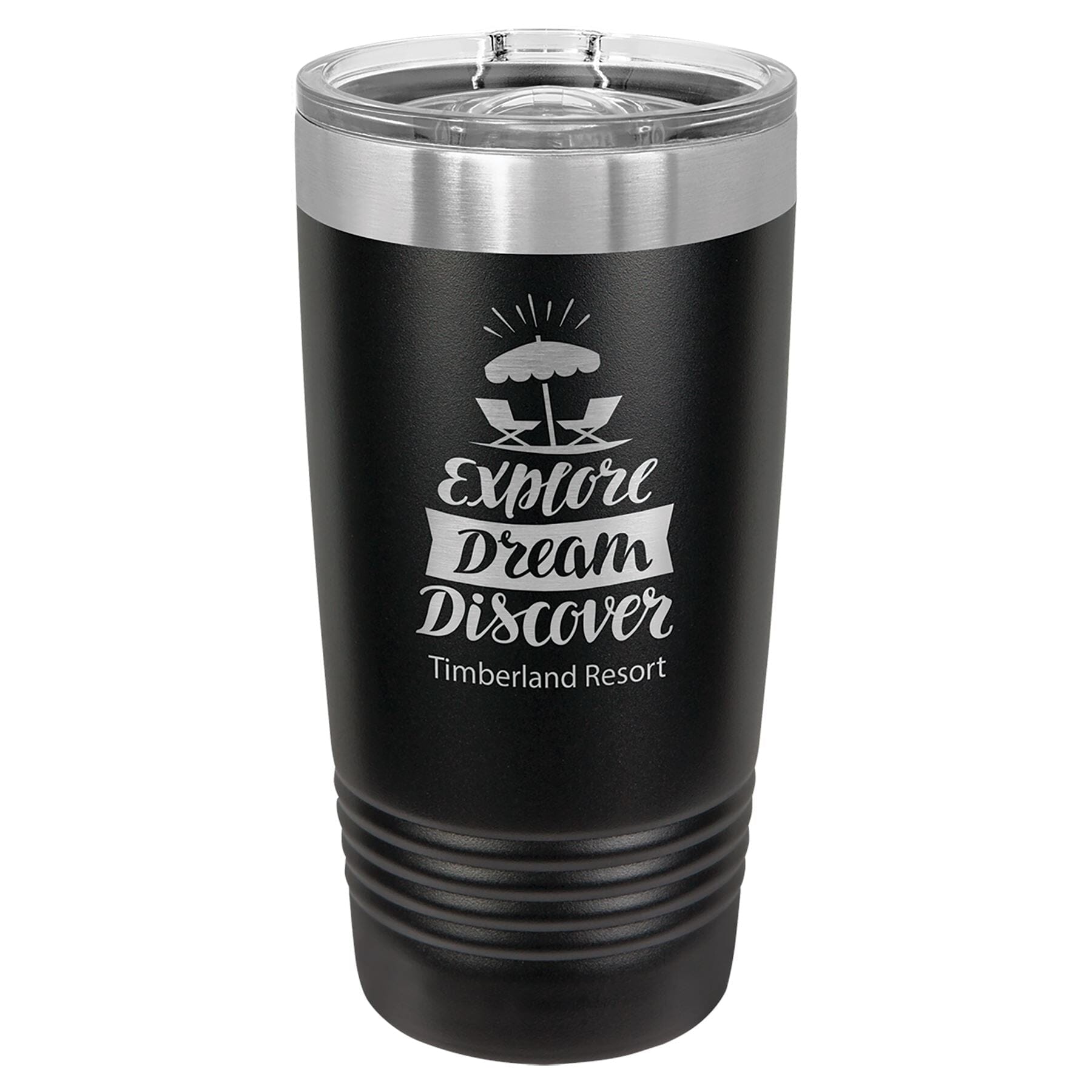 20 oz. Stainless Steel Ringneck Travel Mugs w/Slider Lid Signature Cutouts Black 