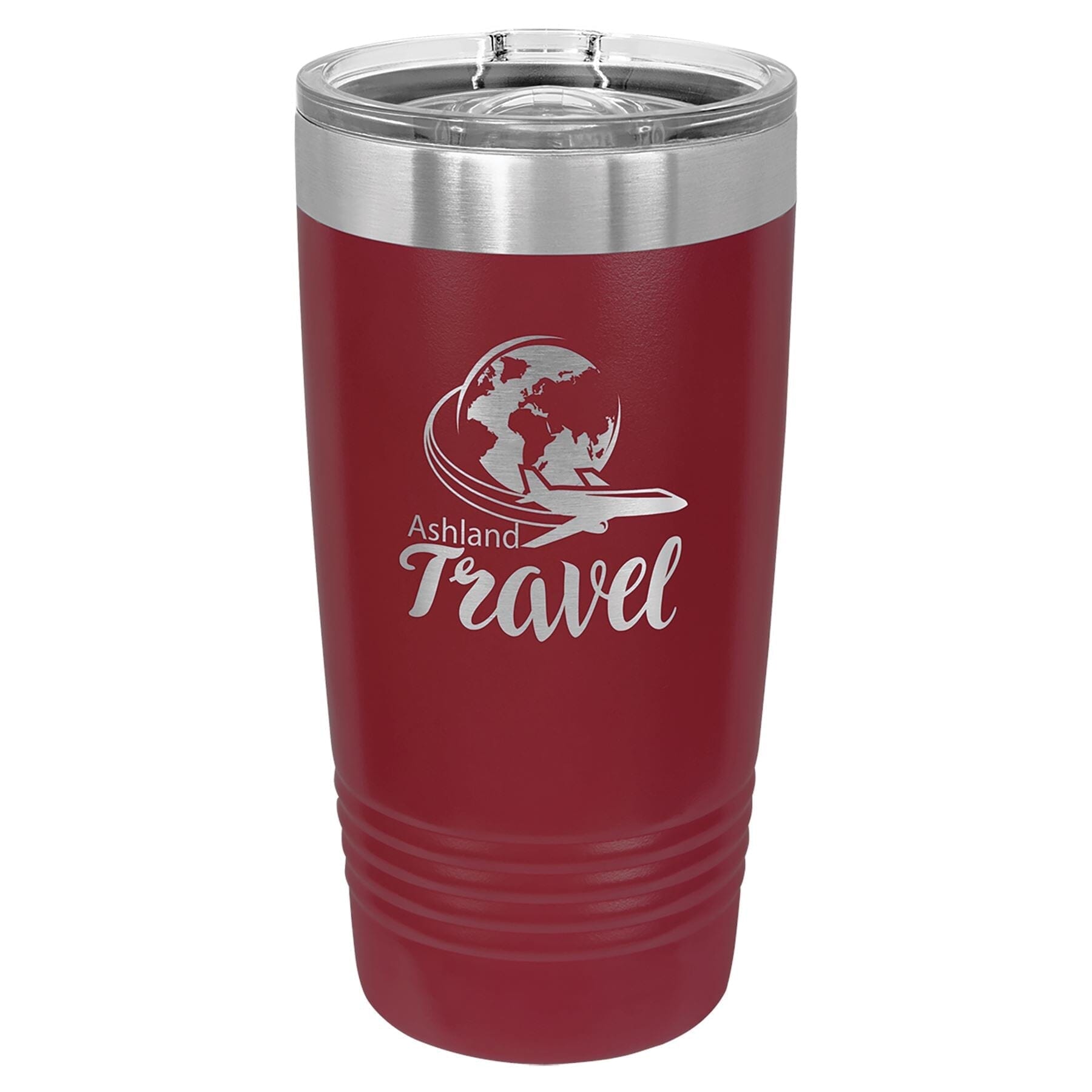 20 oz. Stainless Steel Ringneck Travel Mugs w/Slider Lid Signature Cutouts Maroon 