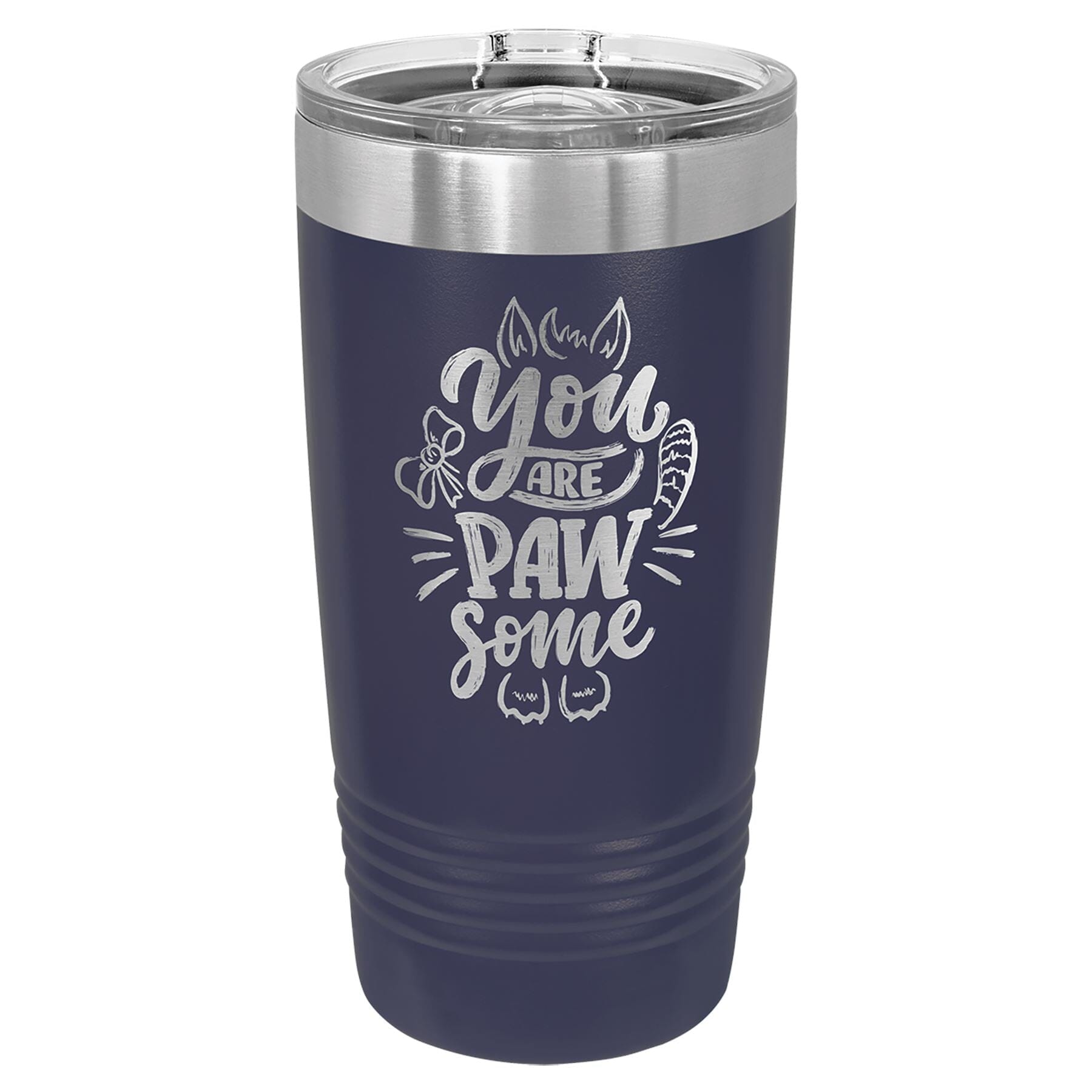 20 oz. Stainless Steel Ringneck Travel Mugs w/Slider Lid Signature Cutouts Navy Blue 