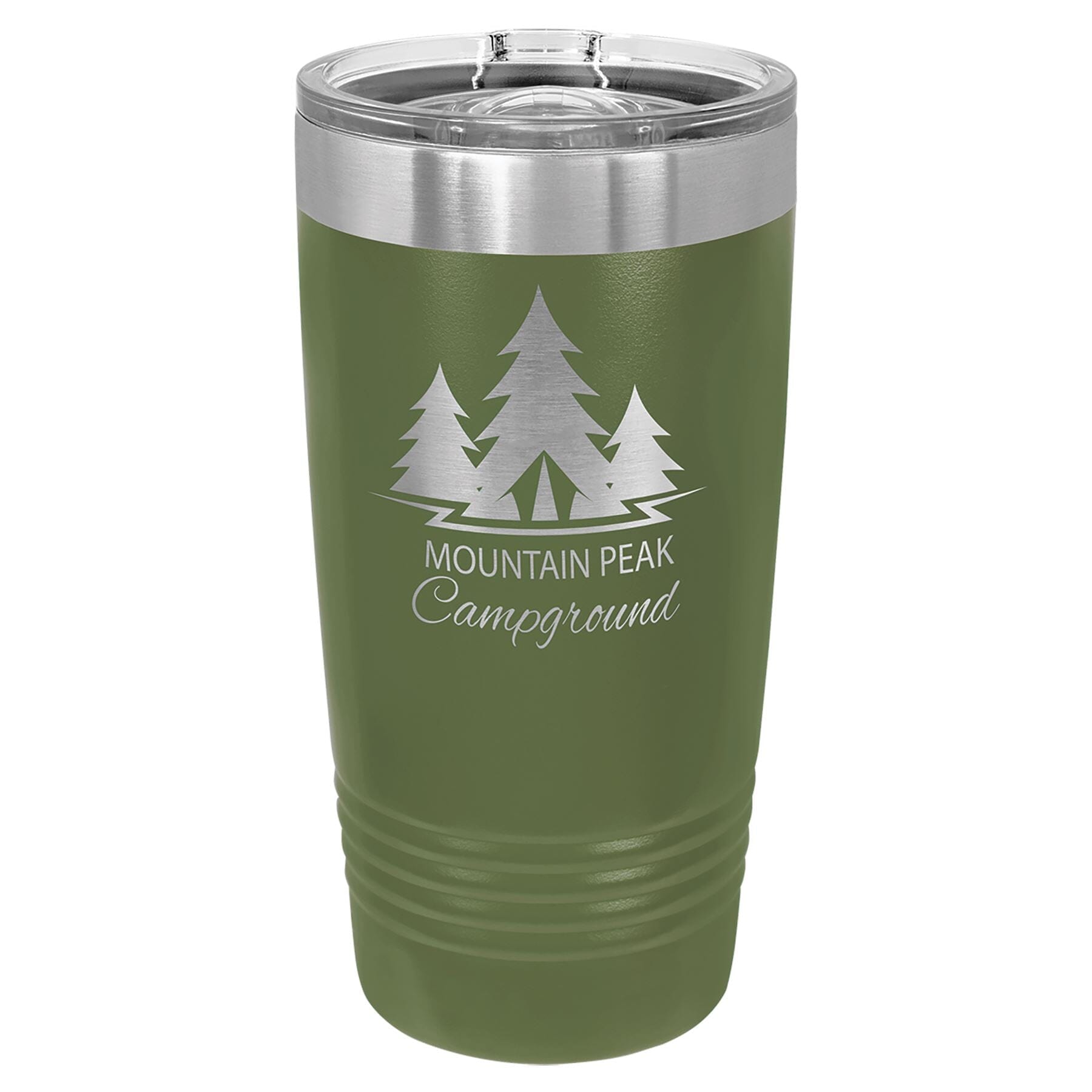 20 oz. Stainless Steel Ringneck Travel Mugs w/Slider Lid Signature Cutouts Olive Green 