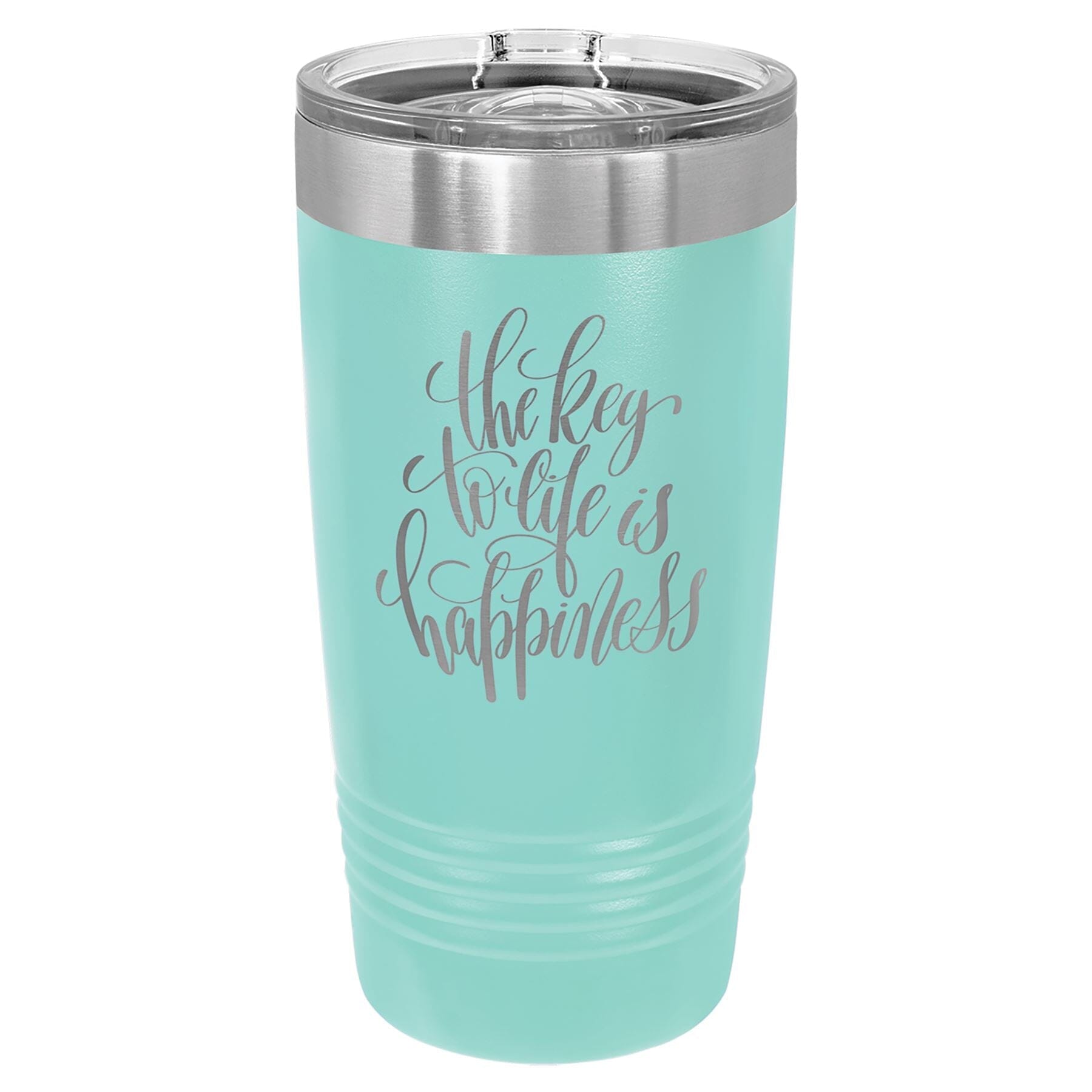 20 oz. Stainless Steel Ringneck Travel Mugs w/Slider Lid Signature Cutouts Teal 