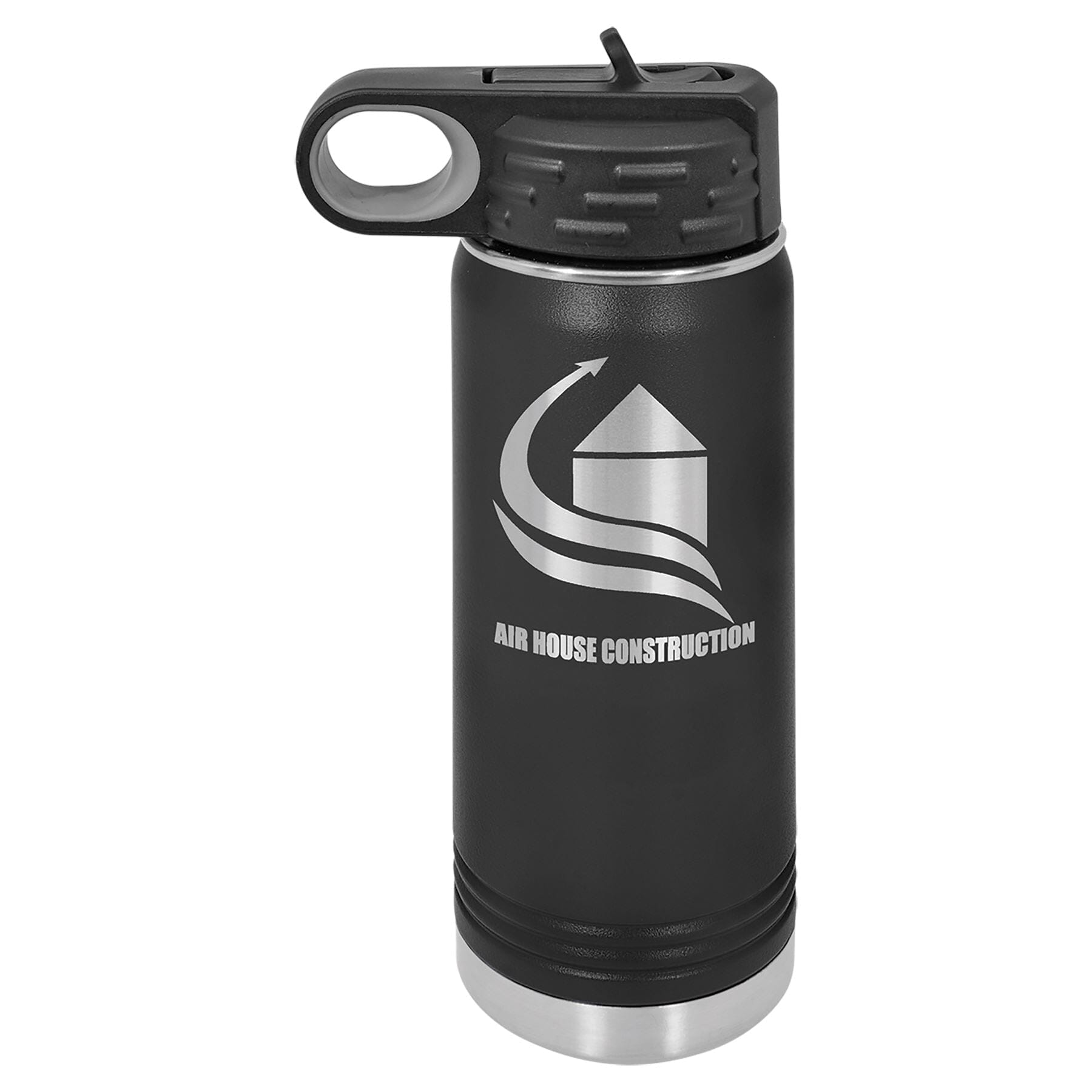 20 oz. Stainless Steel Water Bottle Tumbler with Flip Top Lid Signature Cutouts Black 