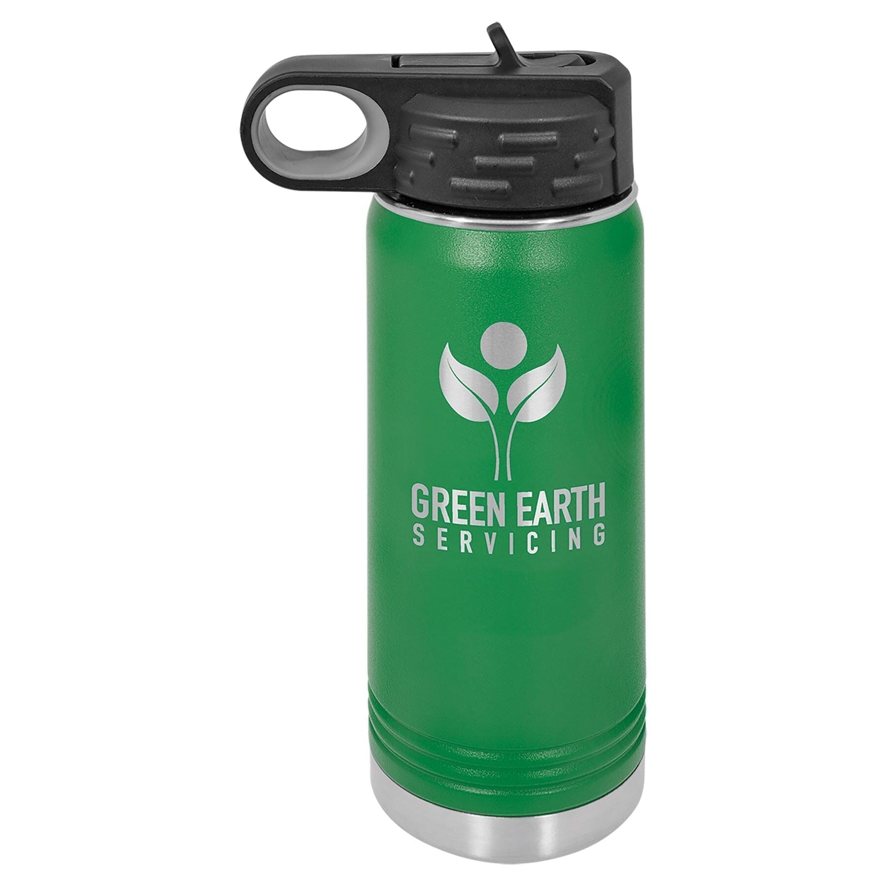 20 oz. Stainless Steel Water Bottle Tumbler with Flip Top Lid Signature Cutouts Green 