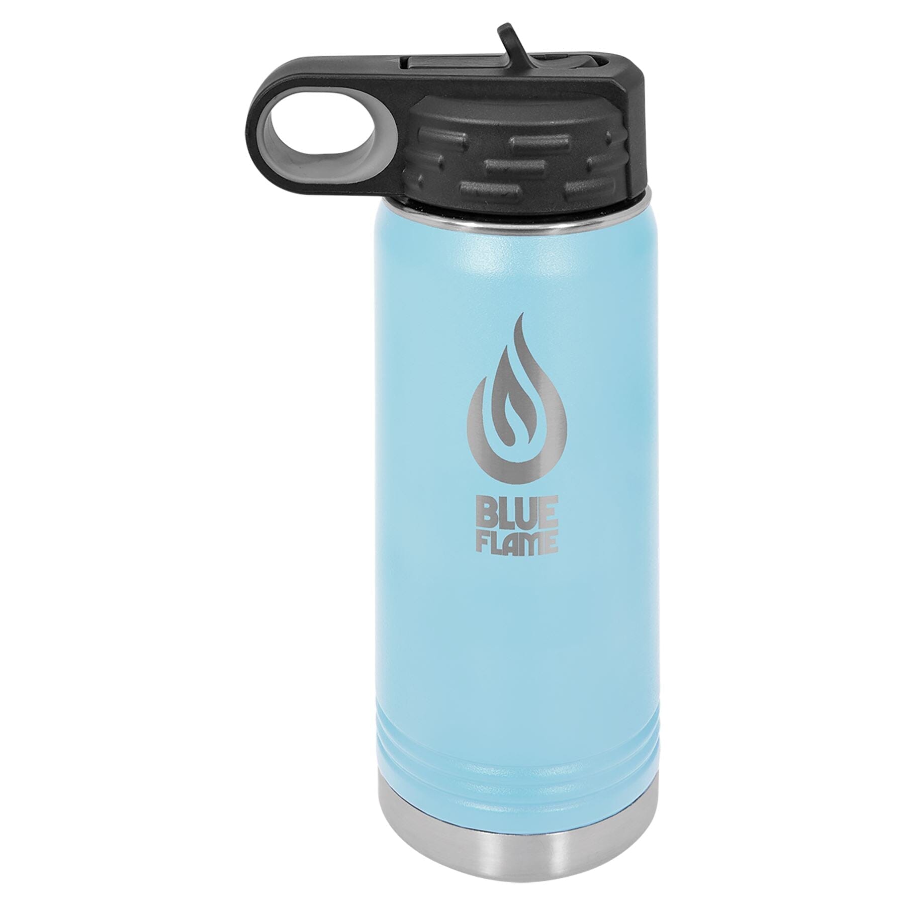 20 oz. Stainless Steel Water Bottle Tumbler with Flip Top Lid Signature Cutouts Light Blue 