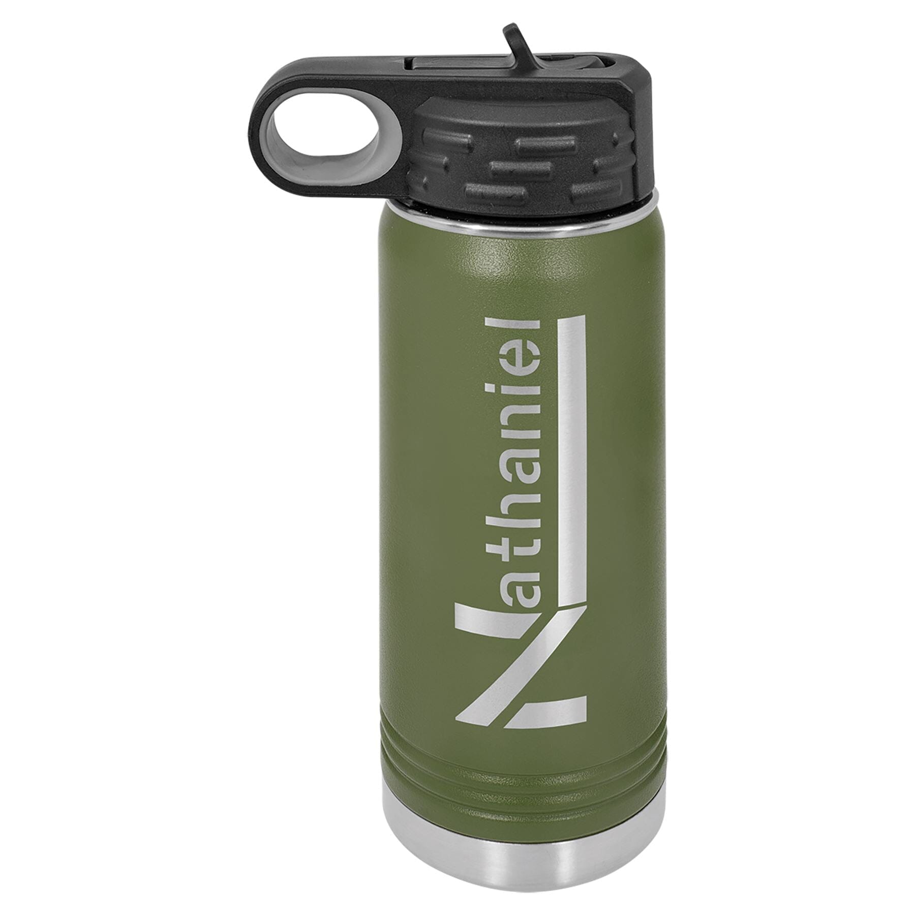 20 oz. Stainless Steel Water Bottle Tumbler with Flip Top Lid Signature Cutouts Olive Green 