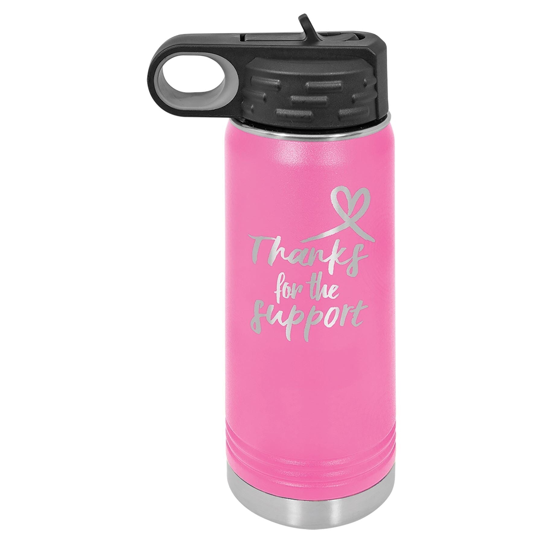 20 oz. Stainless Steel Water Bottle Tumbler with Flip Top Lid Signature Cutouts Pink 