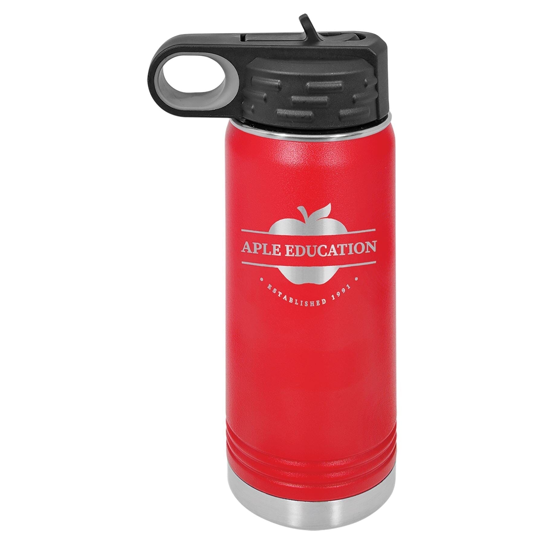 20 oz. Stainless Steel Water Bottle Tumbler with Flip Top Lid Signature Cutouts Red 
