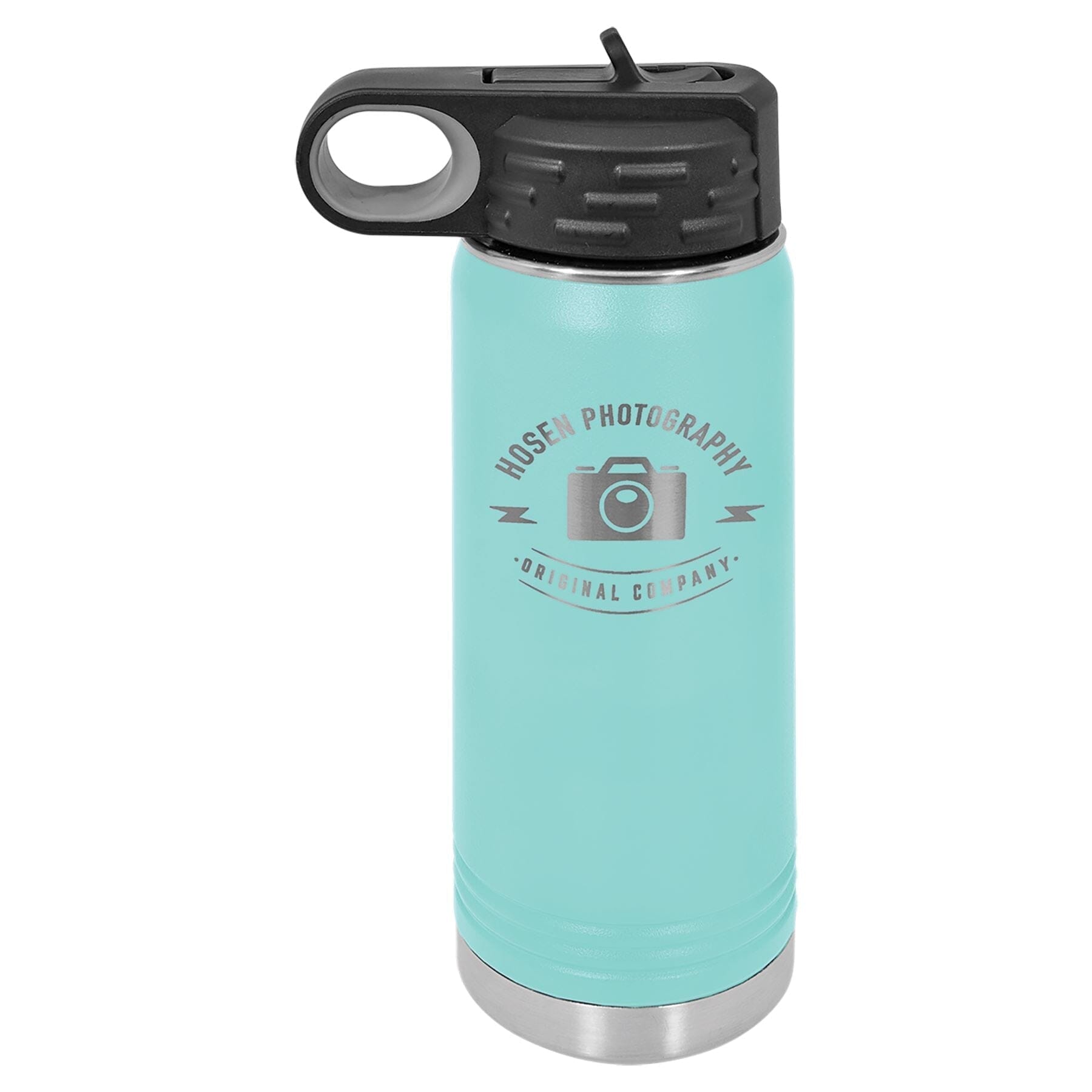 20 oz. Stainless Steel Water Bottle Tumbler with Flip Top Lid Signature Cutouts Teal 