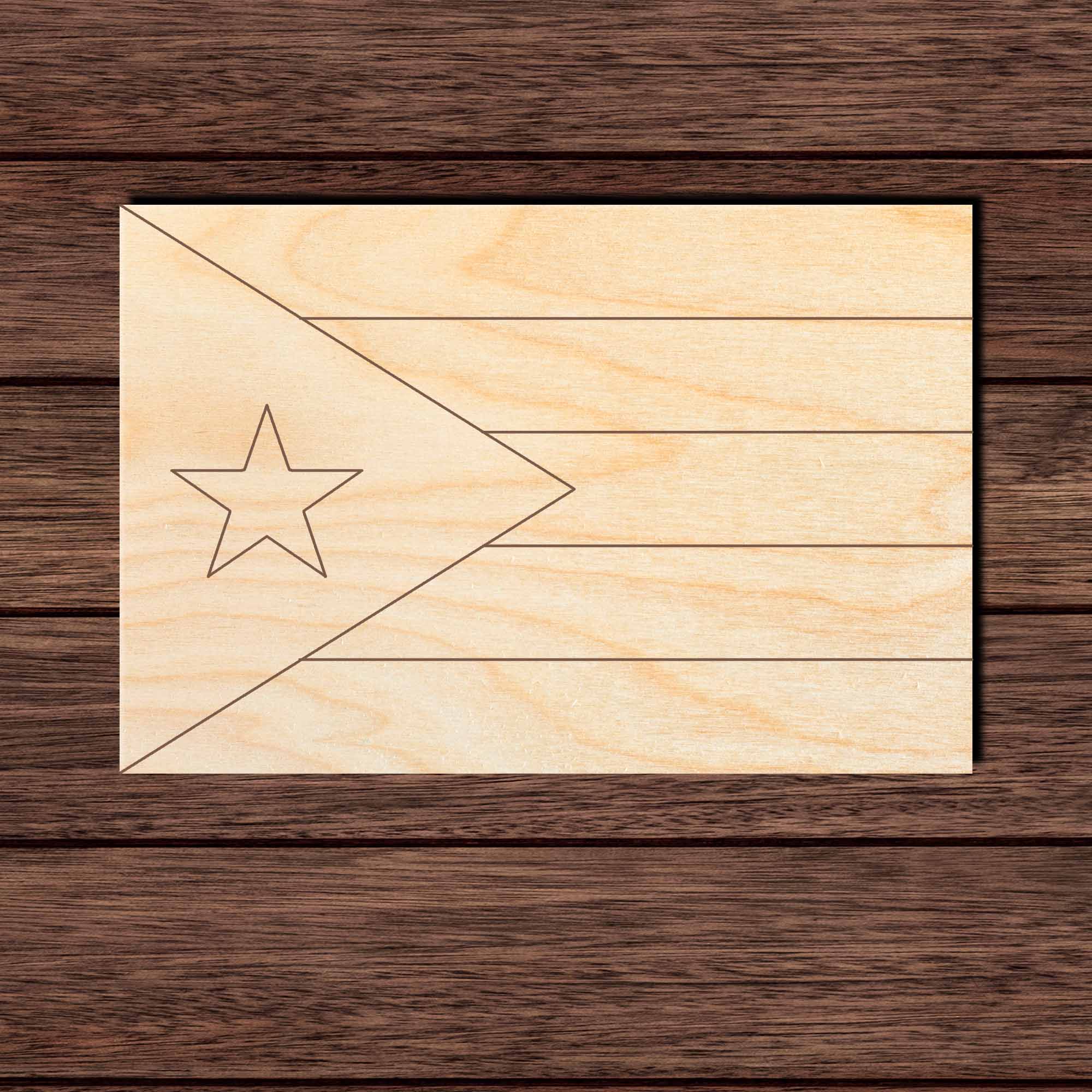 Puerto Rico Flag 002 (Horizontal) Paint by Line Shape Cutout