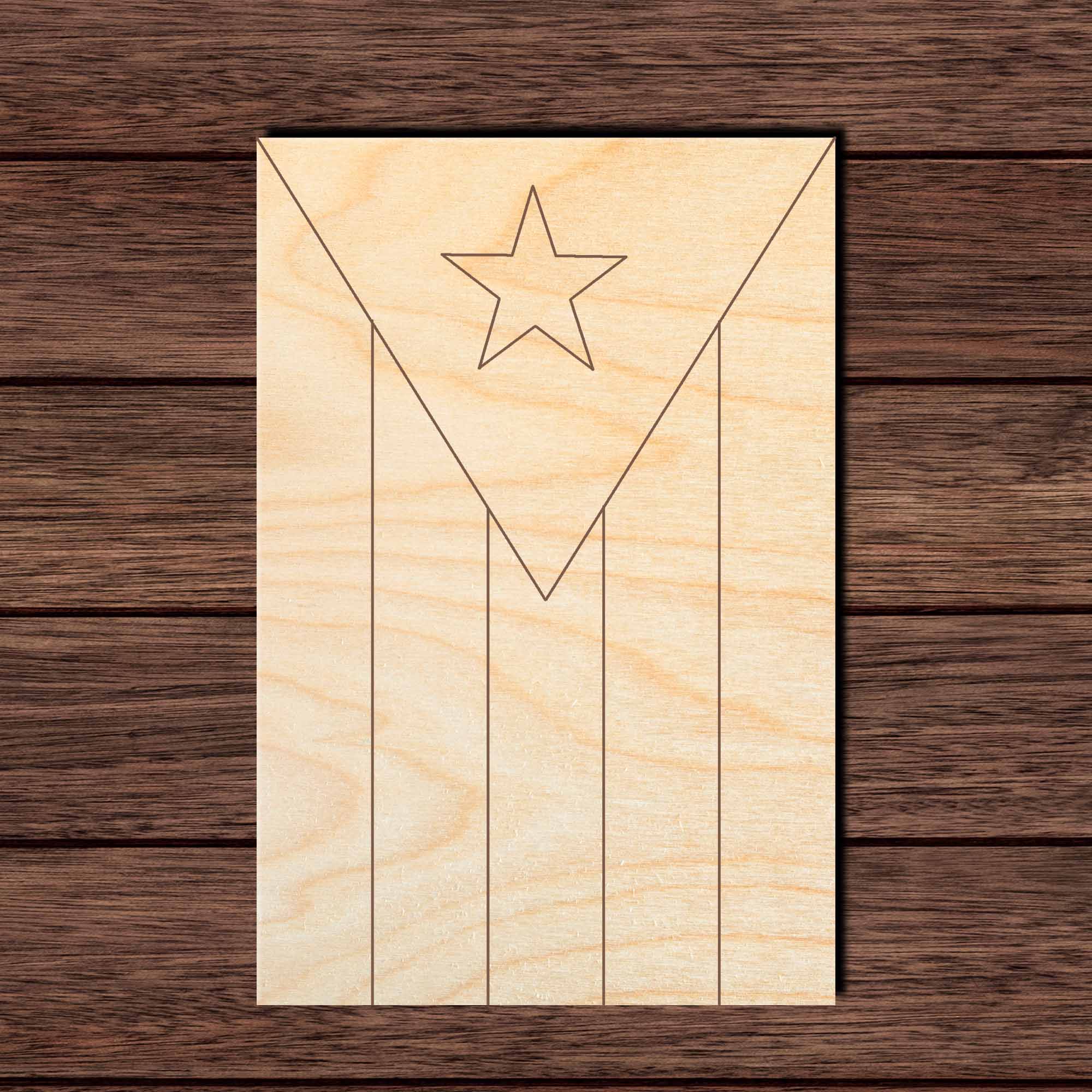 Puerto Rico Flag (Vertical) Paint by Line Shape Cutout