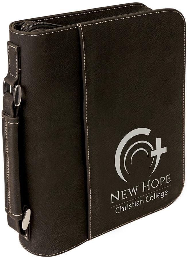 Book Case w/Handle & Zipper, 7-1/2" x 10-3/4" Laserable Leatherette, Laser Engraved Signature Cutouts Black/Silver 