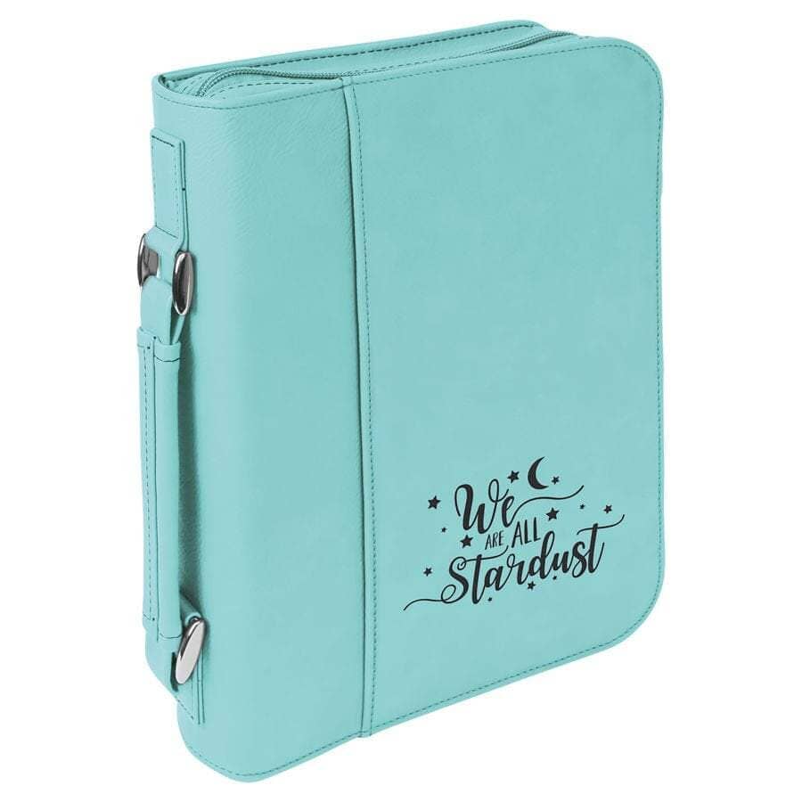 Book Case w/Handle & Zipper, 7-1/2" x 10-3/4" Laserable Leatherette, Laser Engraved Signature Cutouts Teal/Black 