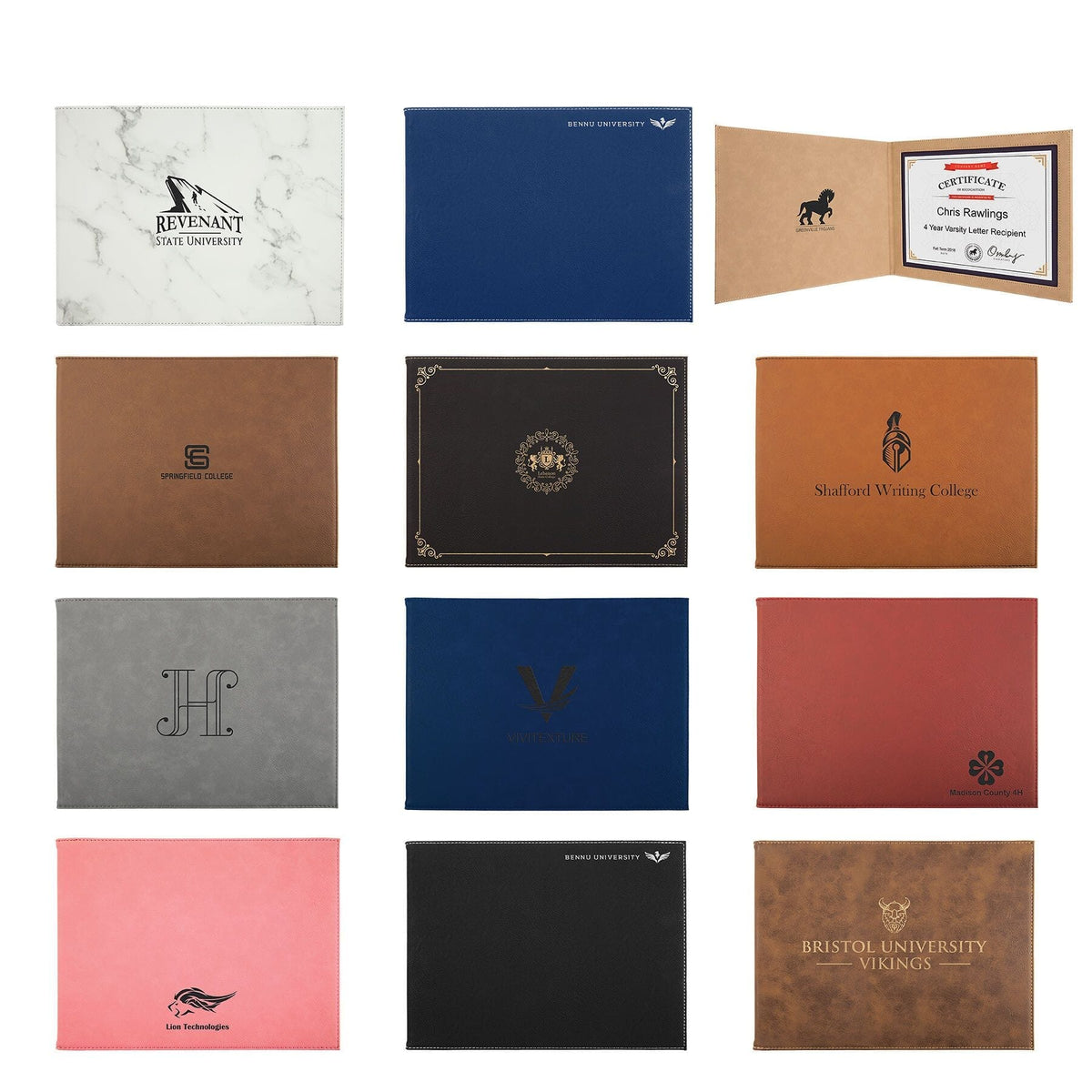 Certificate/Diploma Holder 9" x 12", Laserable Leatherette Signature Cutouts 