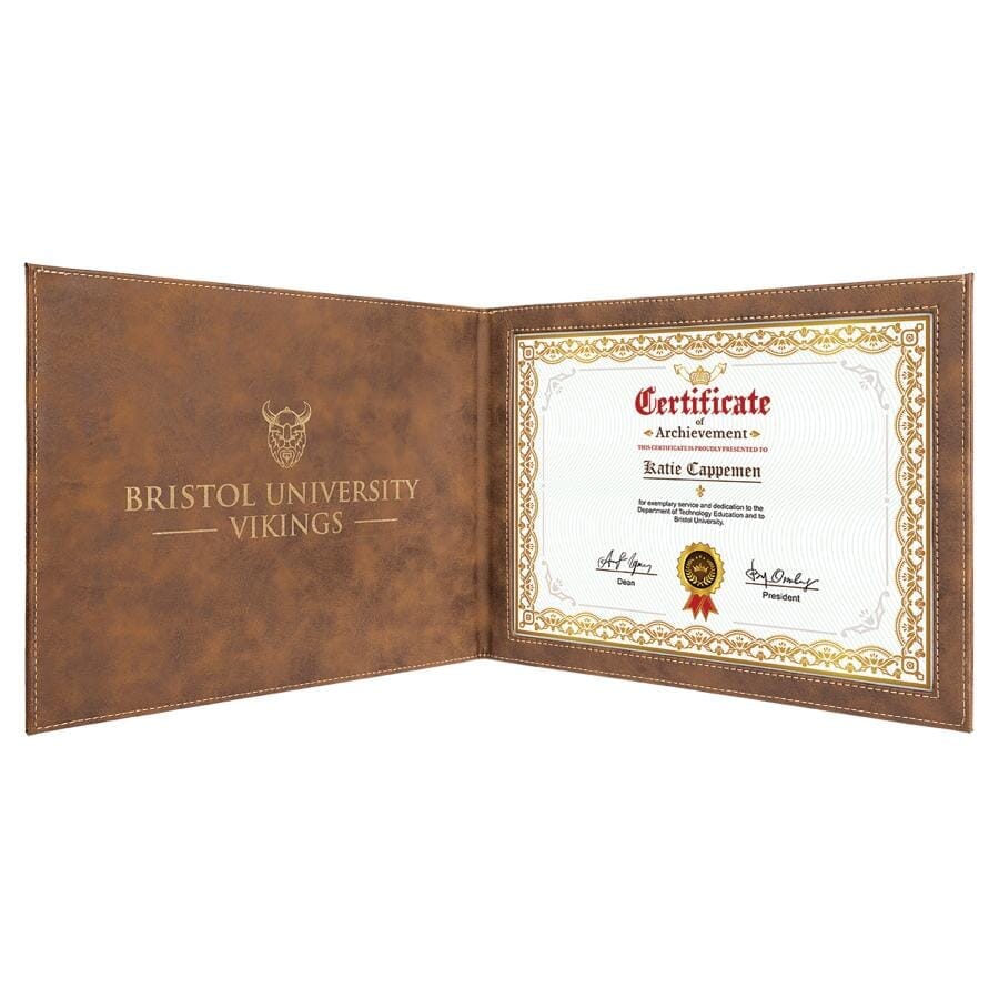 Certificate/Diploma Holder 9" x 12", Laserable Leatherette Signature Cutouts 