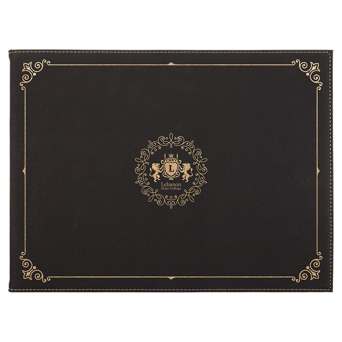 Certificate/Diploma Holder 9" x 12", Laserable Leatherette Signature Cutouts Black/Gold 