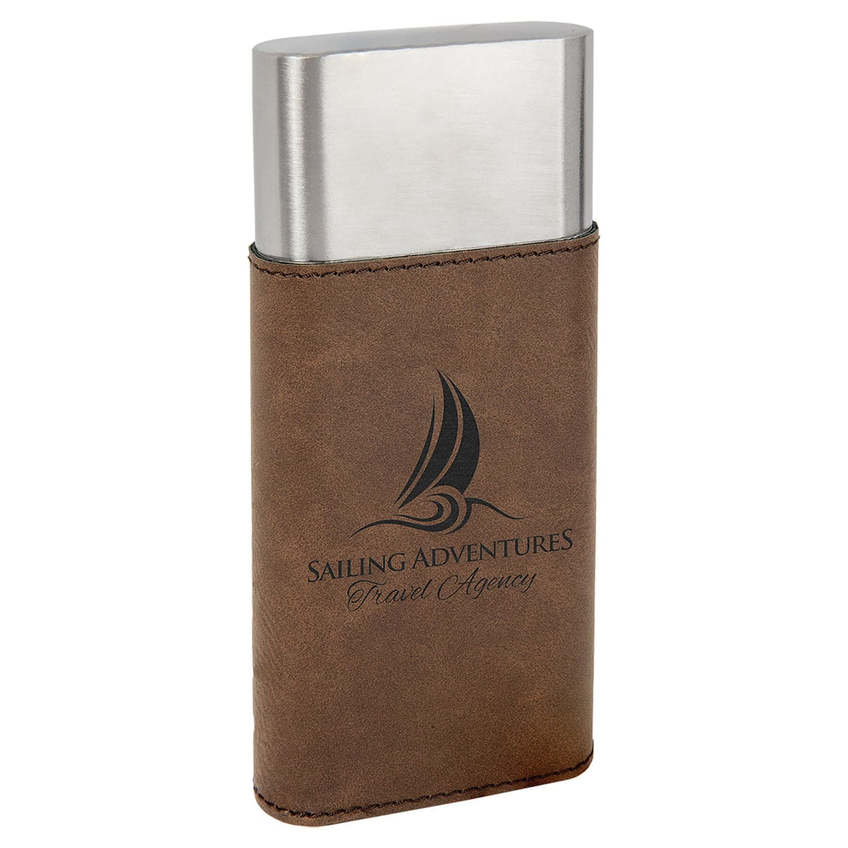 Cigar Case w/Cutter, Laserable Leatherette, Laser Engraved Signature Cutouts Dark Brown/Black 