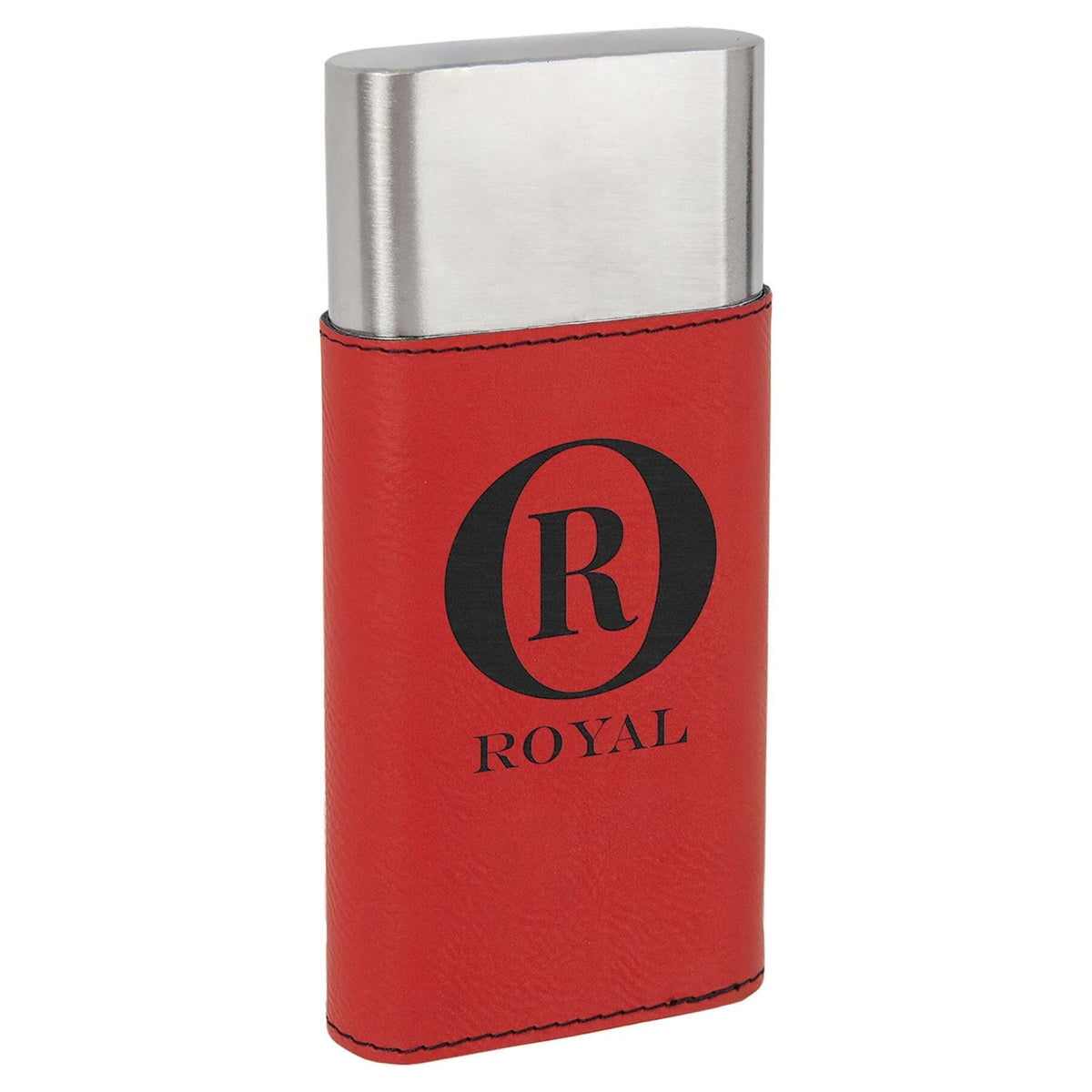 Cigar Case w/Cutter, Laserable Leatherette, Laser Engraved Signature Cutouts Red/Black 