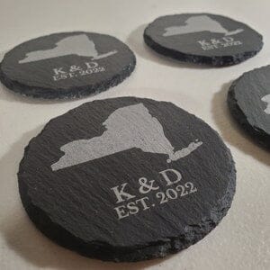 Custom Engraved State Coasters, Personalized With Your Custom Text, Slate Coaster Signature Custom Works 