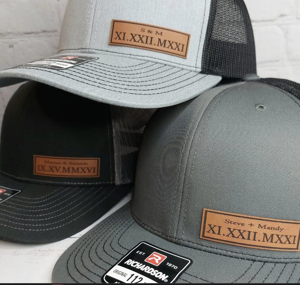 Custom Text Hats, Roman Numerals Hat, Valentines Day Gifts, Personalized Name, Custom Initials, Custom Year, Anniversary Gifts, Couples Gift Signature Custom Works 