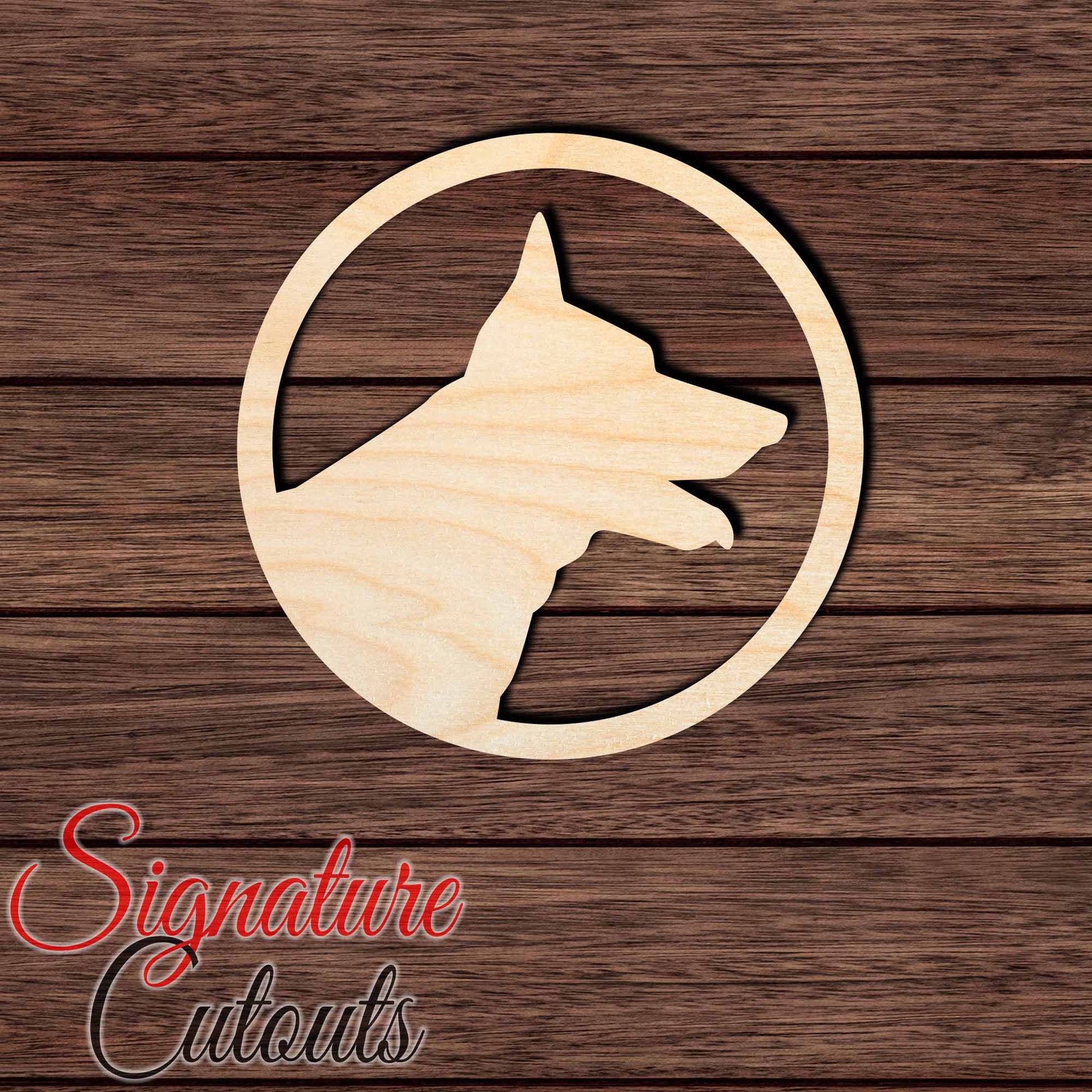 German Shepherd in Circle Shape Cutout in Wood Craft Shapes & Bases Signature Cutouts 