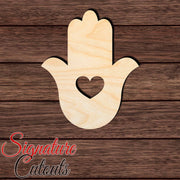Hamsa Hand 003 with Heart Shape Cutout in Wood Craft Shapes & Bases Signature Cutouts 