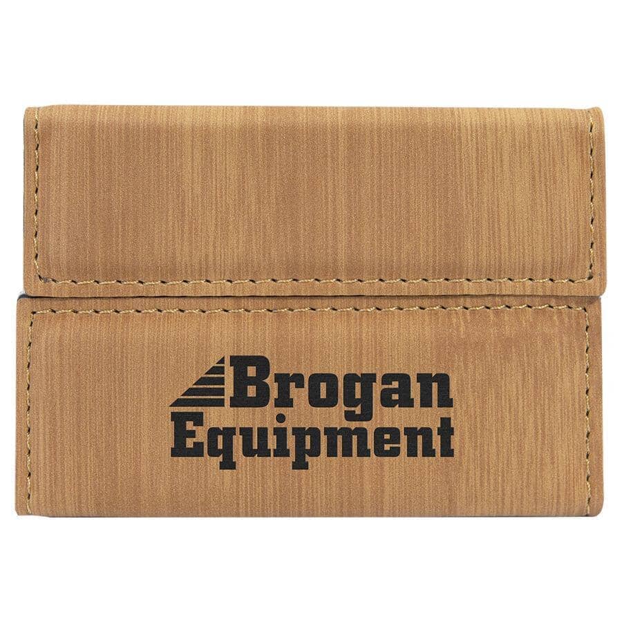Hard Business Card Holder, Laserable Leatherette, Laser Engraved Signature Cutouts Bamboo/Black 