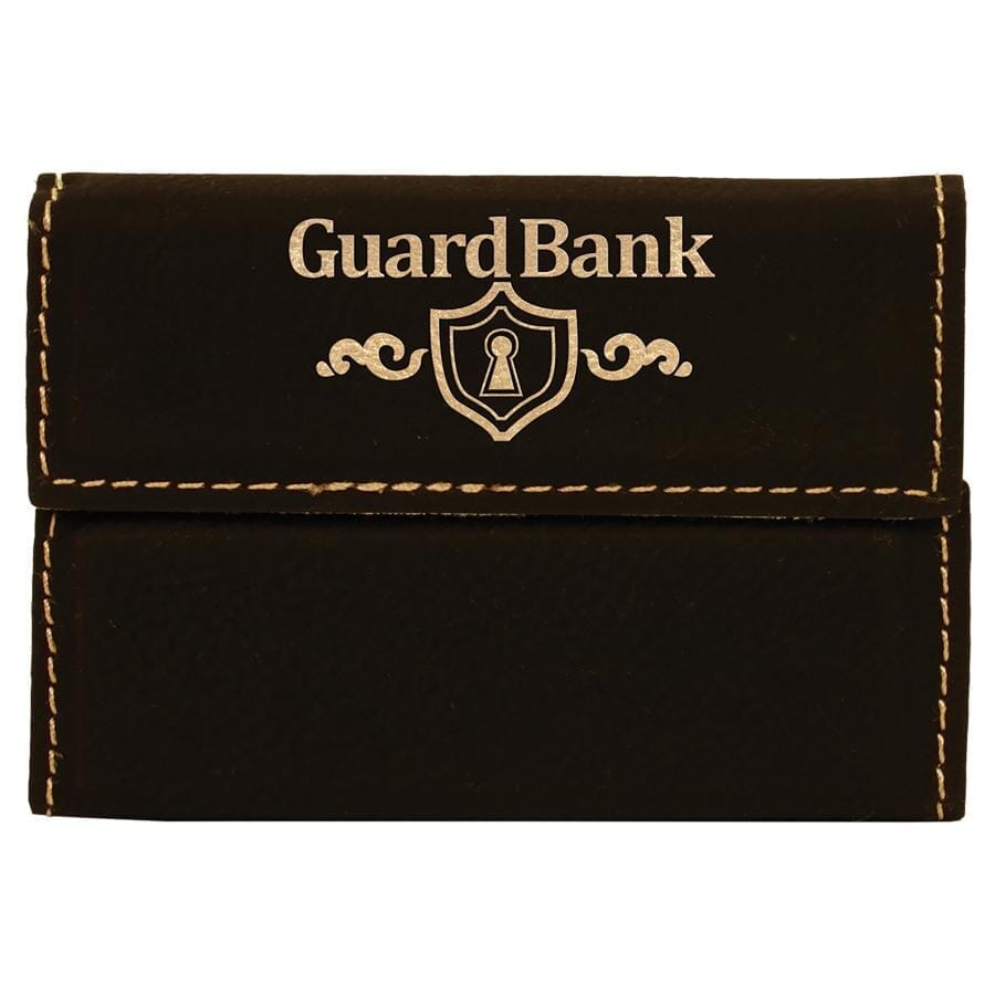 Hard Business Card Holder, Laserable Leatherette, Laser Engraved Signature Cutouts Black/Gold 