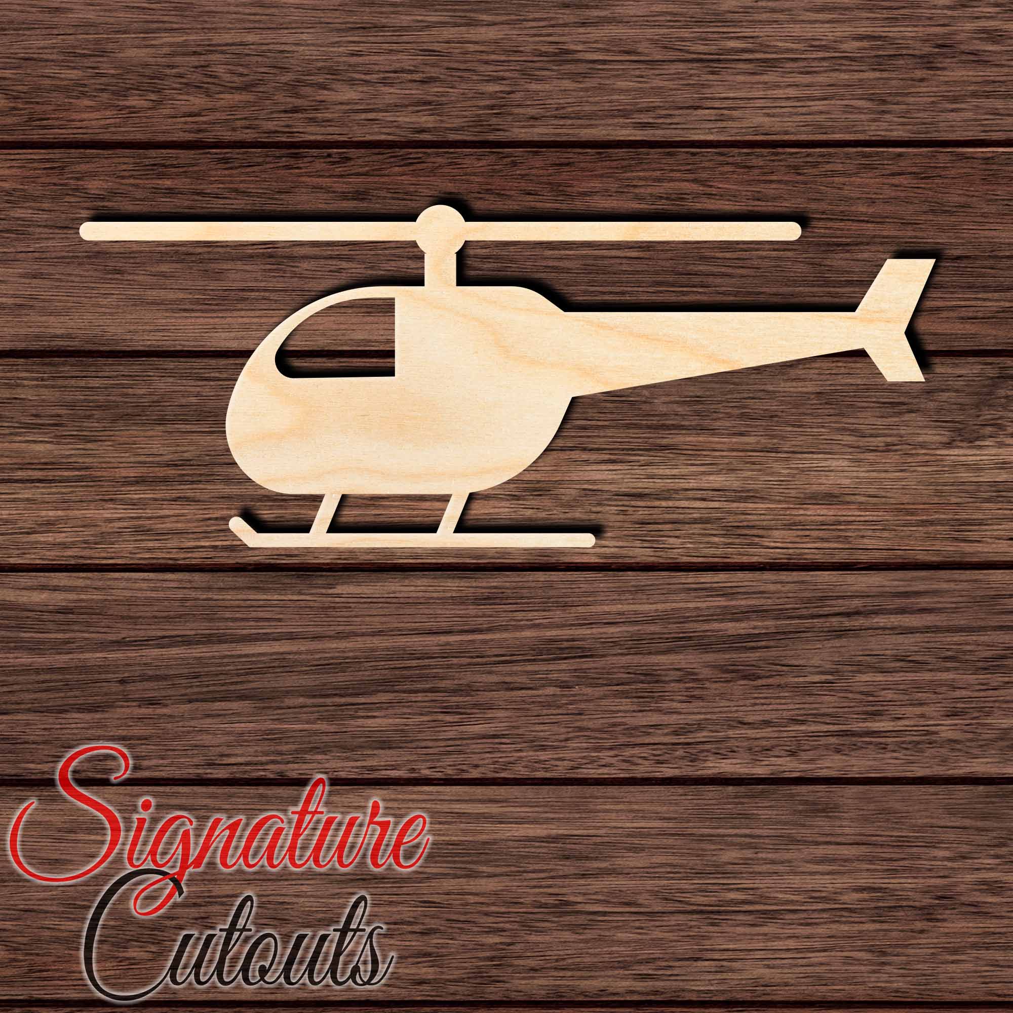 Helicopter 003 Shape Cutout in Wood Craft Shapes & Bases Signature Cutouts 