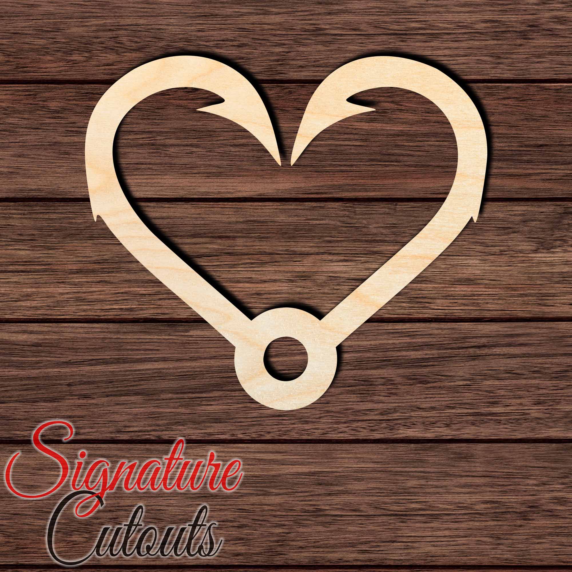 Hook Heart 001 Shape Cutout in Wood Craft Shapes & Bases Signature Cutouts 