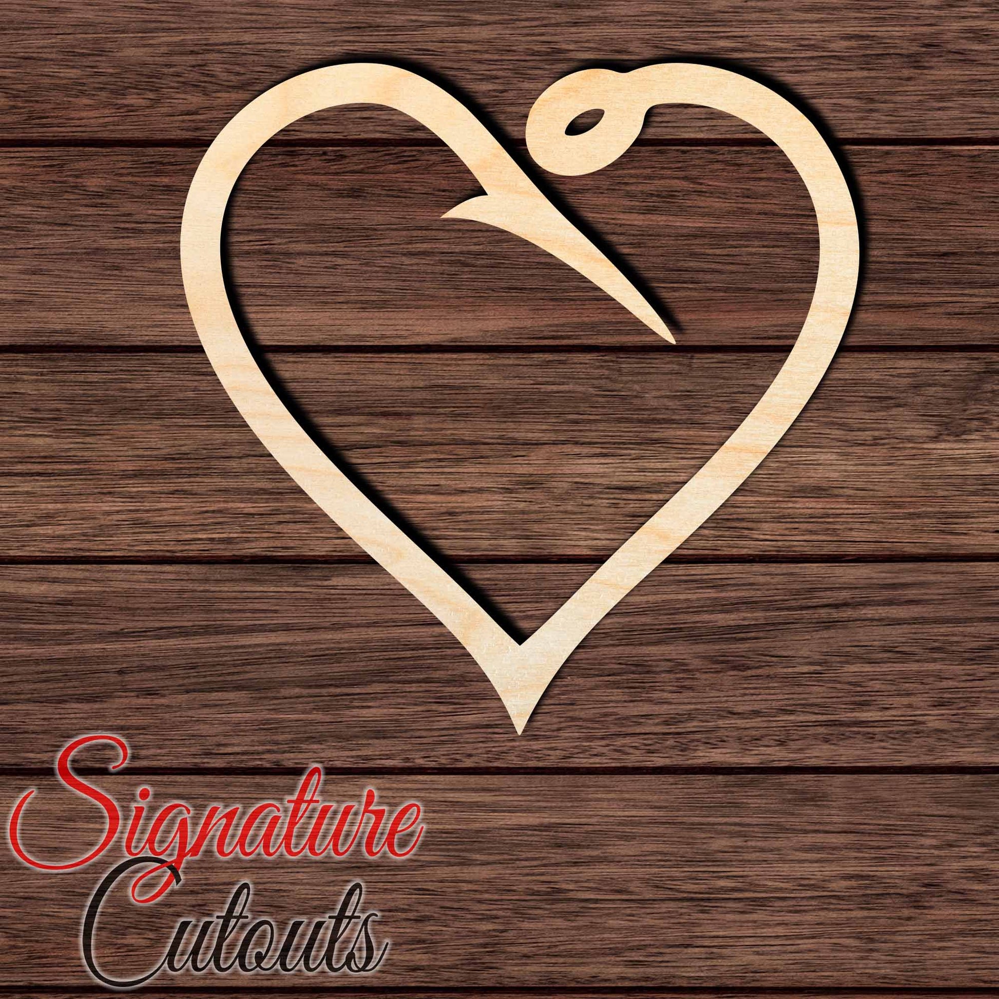 Hook Heart 0012 Shape Cutout in Wood Craft Shapes & Bases Signature Cutouts 
