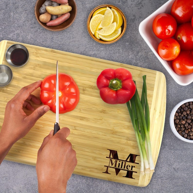 Personalized Bamboo Cutting Board, Large Cutting Board, Wedding Gift Cutting Board, Couple Cutting Board, Cutting Boards Handmade - Premium Signature Cutouts 