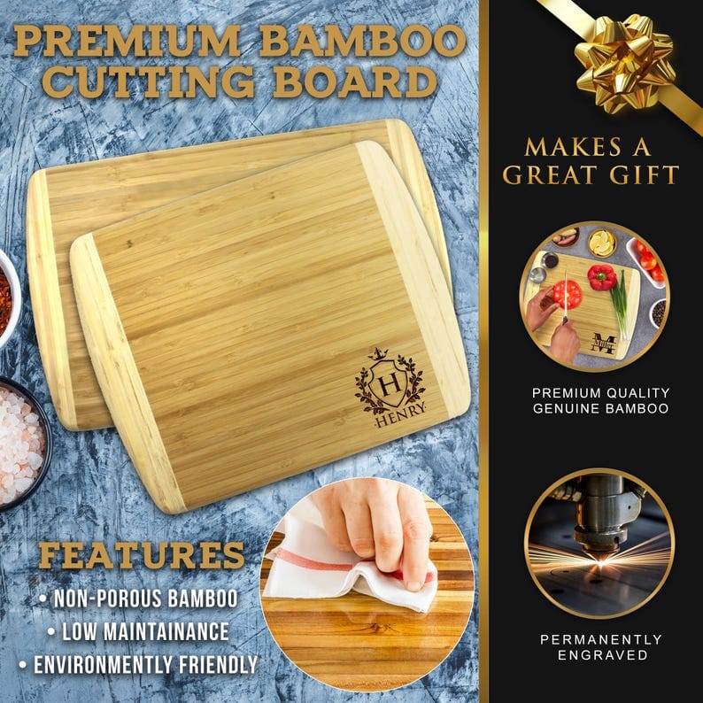 Personalized Bamboo Cutting Board, Large Cutting Board, Wedding Gift Cutting Board, Couple Cutting Board, Cutting Boards Handmade - Premium Signature Cutouts 