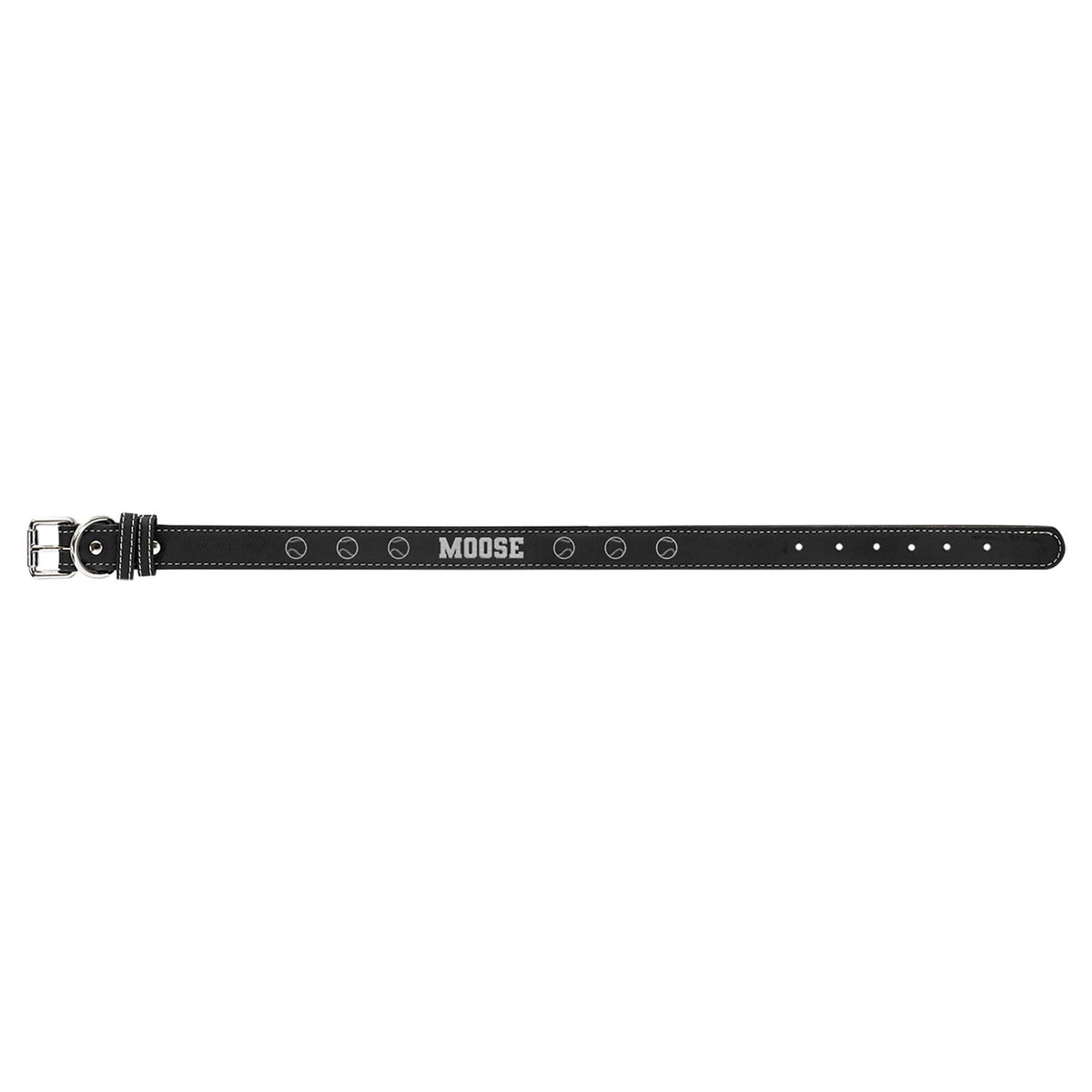 Pet Collar, 27" x 1-1/4", Laserable Leatherette Signature Cutouts Black/Silver 