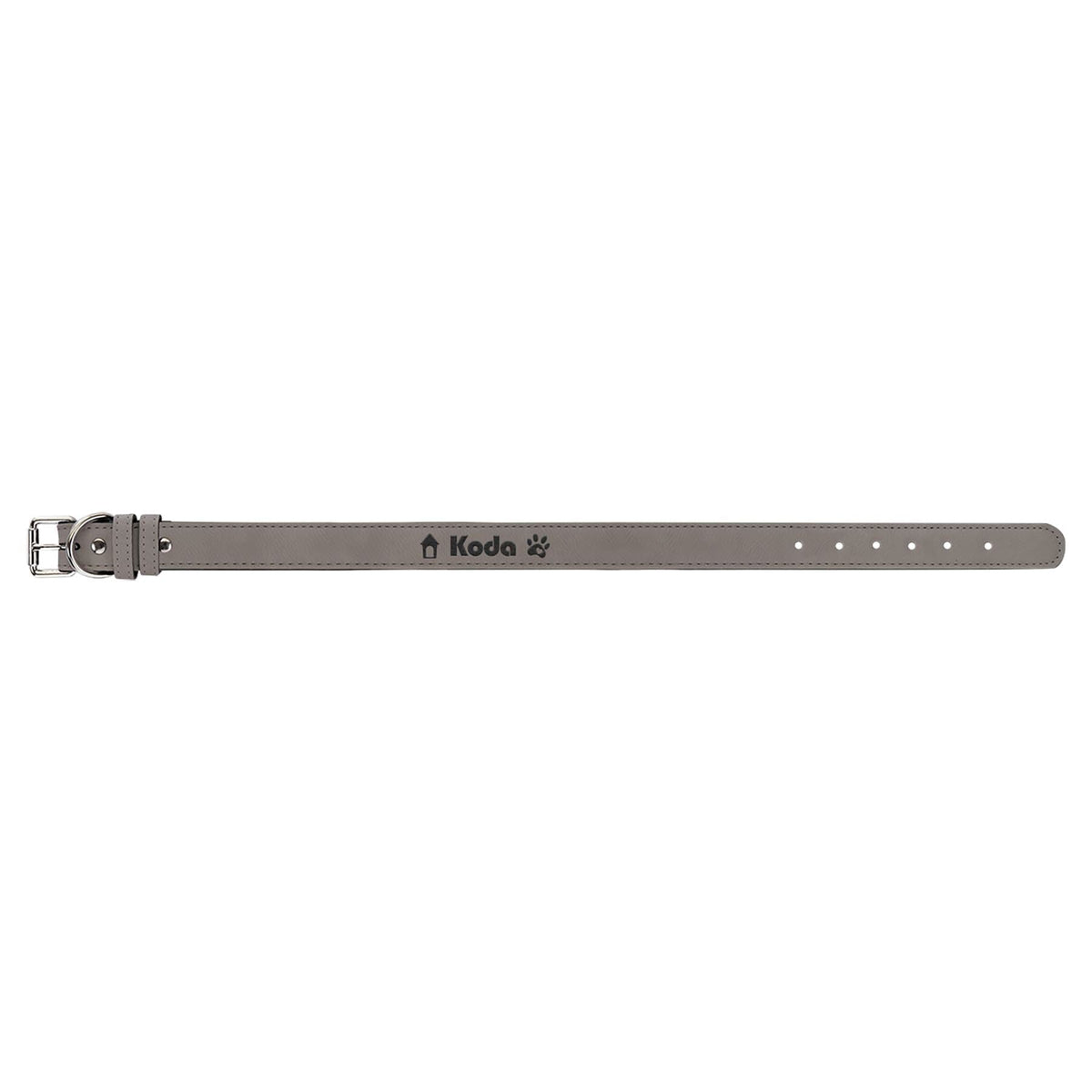 Pet Collar, 27" x 1-1/4", Laserable Leatherette Signature Cutouts Gray/Black 