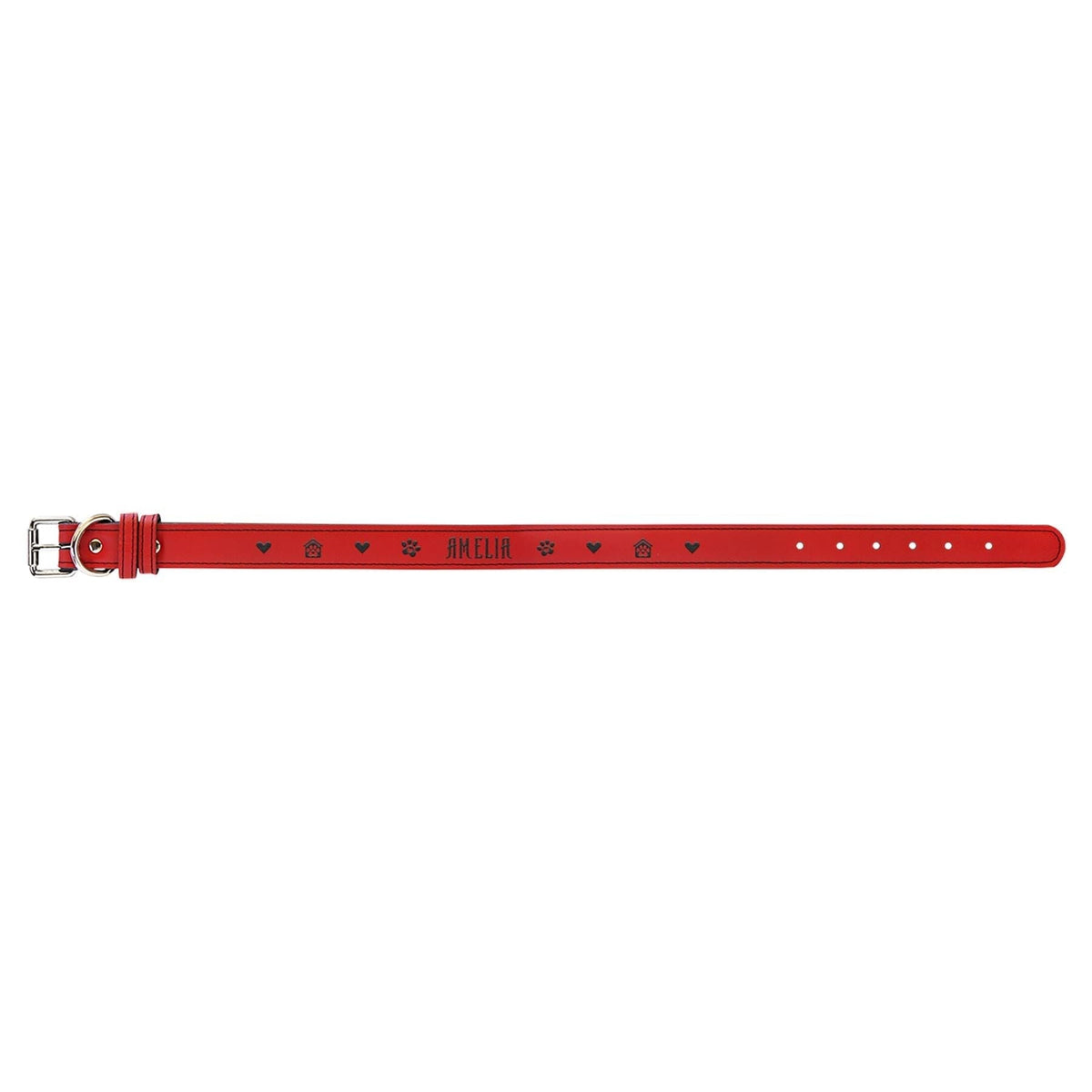 Pet Collar, 27" x 1-1/4", Laserable Leatherette Signature Cutouts Red/Black 