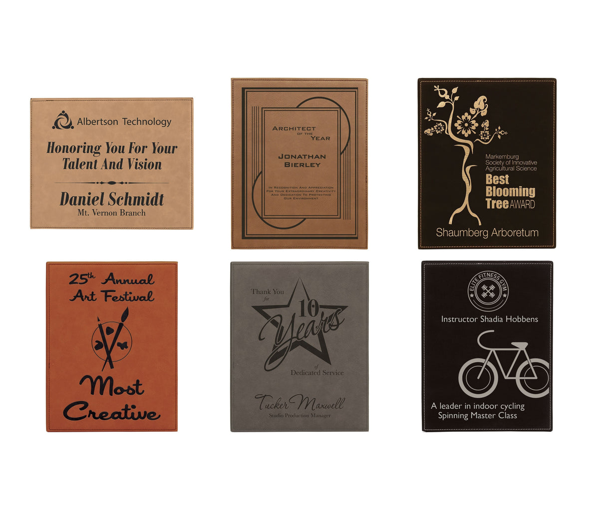 Plaque, Laserable Leatherette, 10 1/2" x 13", Laser Engraved Signature Cutouts 
