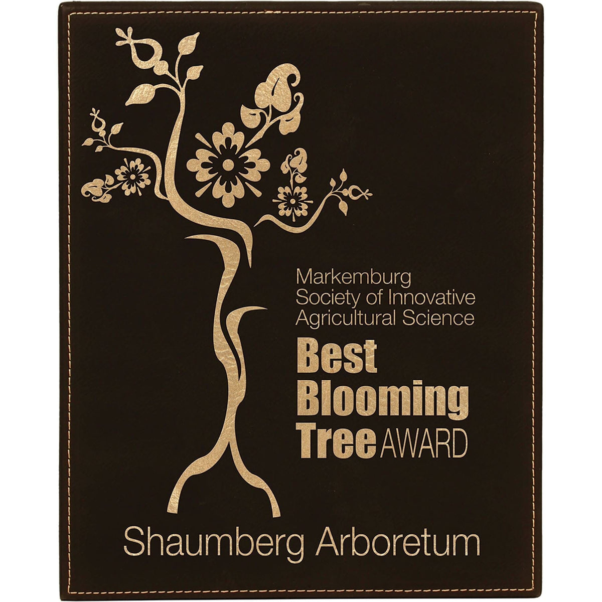 Plaque, Laserable Leatherette, 10 1/2" x 13", Laser Engraved Signature Cutouts Black/Gold 